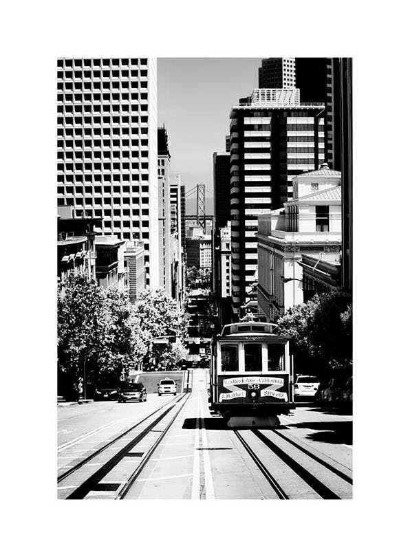 Steep Street San Francisco Plakat (50x70 cm) - Plakater > Svarthvitt plakater