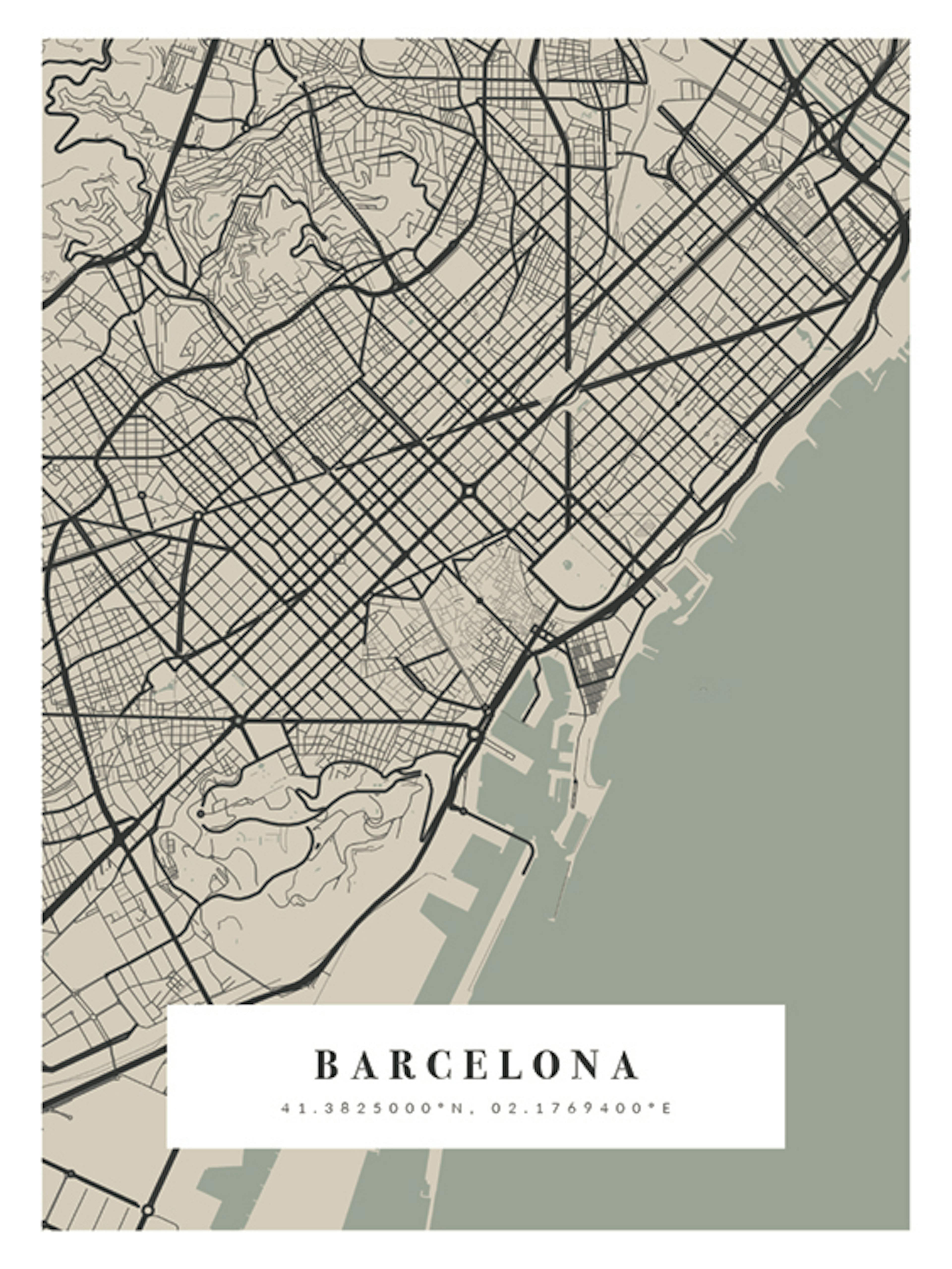 Map No1 Vintage Green Personal Poster