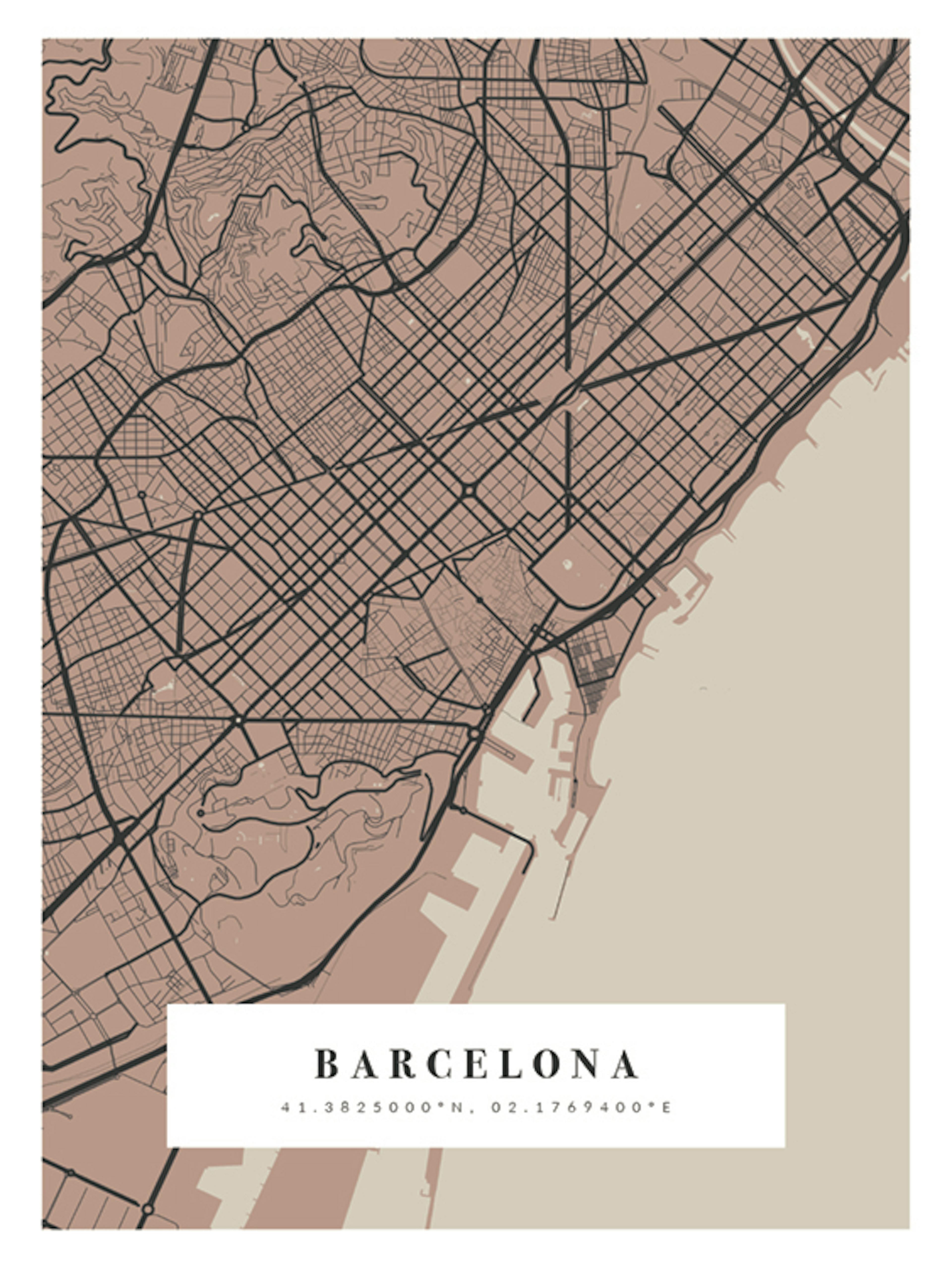 Map No1 Vintage Pink Personal Poster