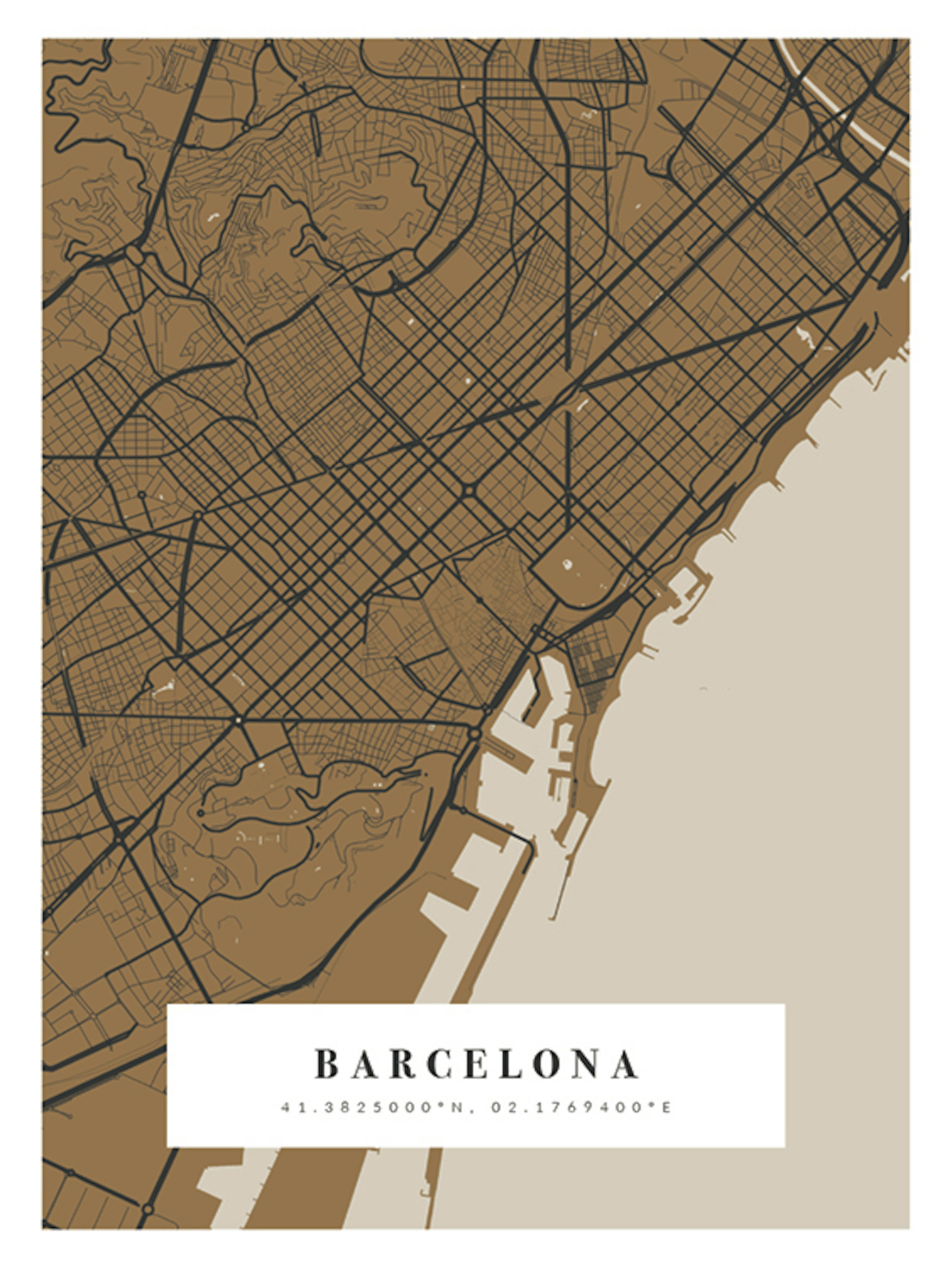 Map No1 Vintage Mustard Personal Poster