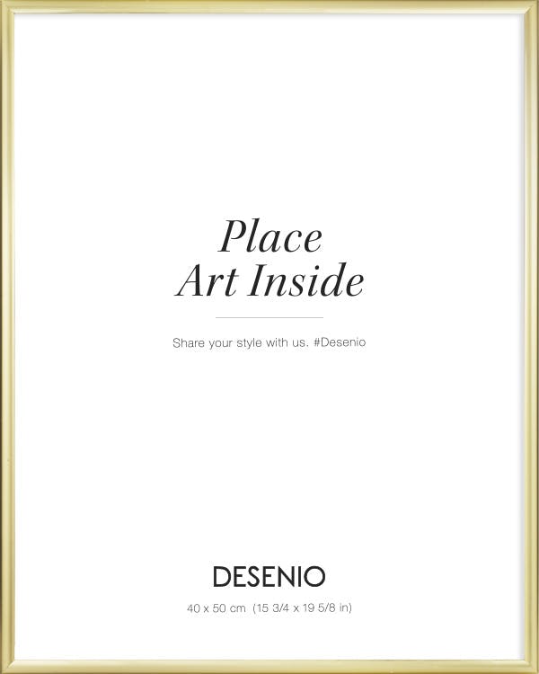 Cadre doré métallique pour Affiche ou Toile, vide avec texte noir Place Art Inside et Desenio