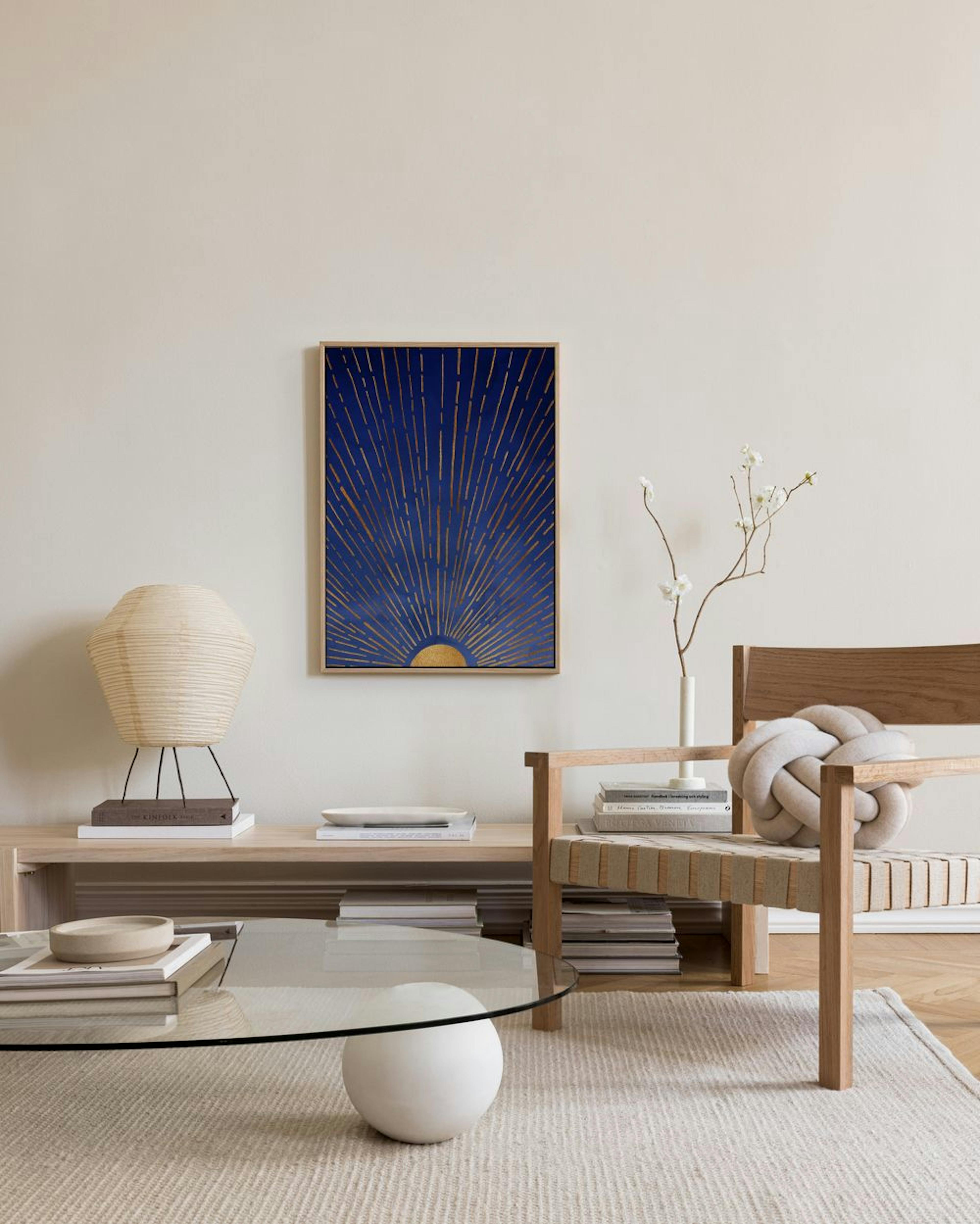 Kristian Gallagher - Twilight Blue and Metallic Gold Sunrise Leinwandbild