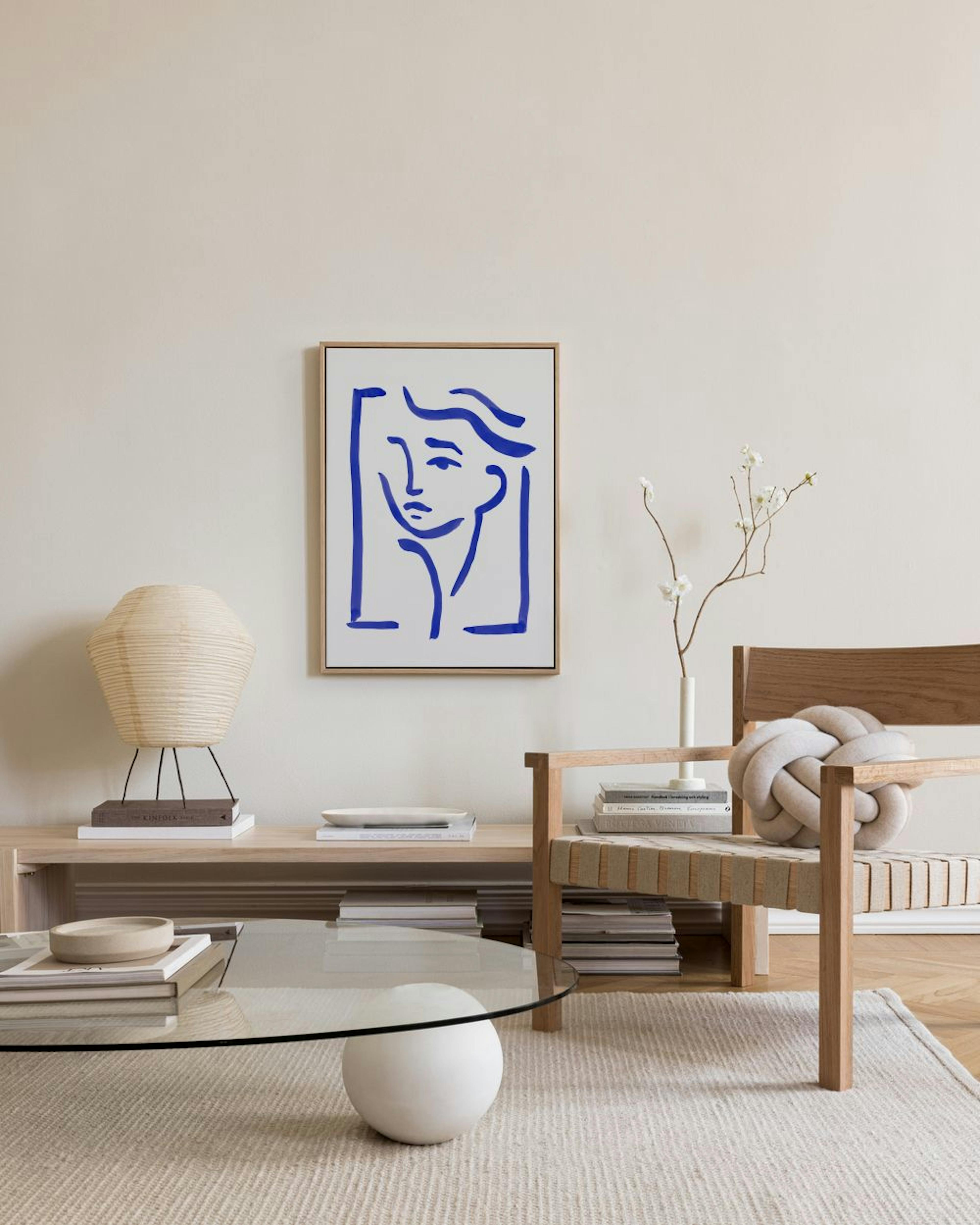 Portrait in Blue Toile