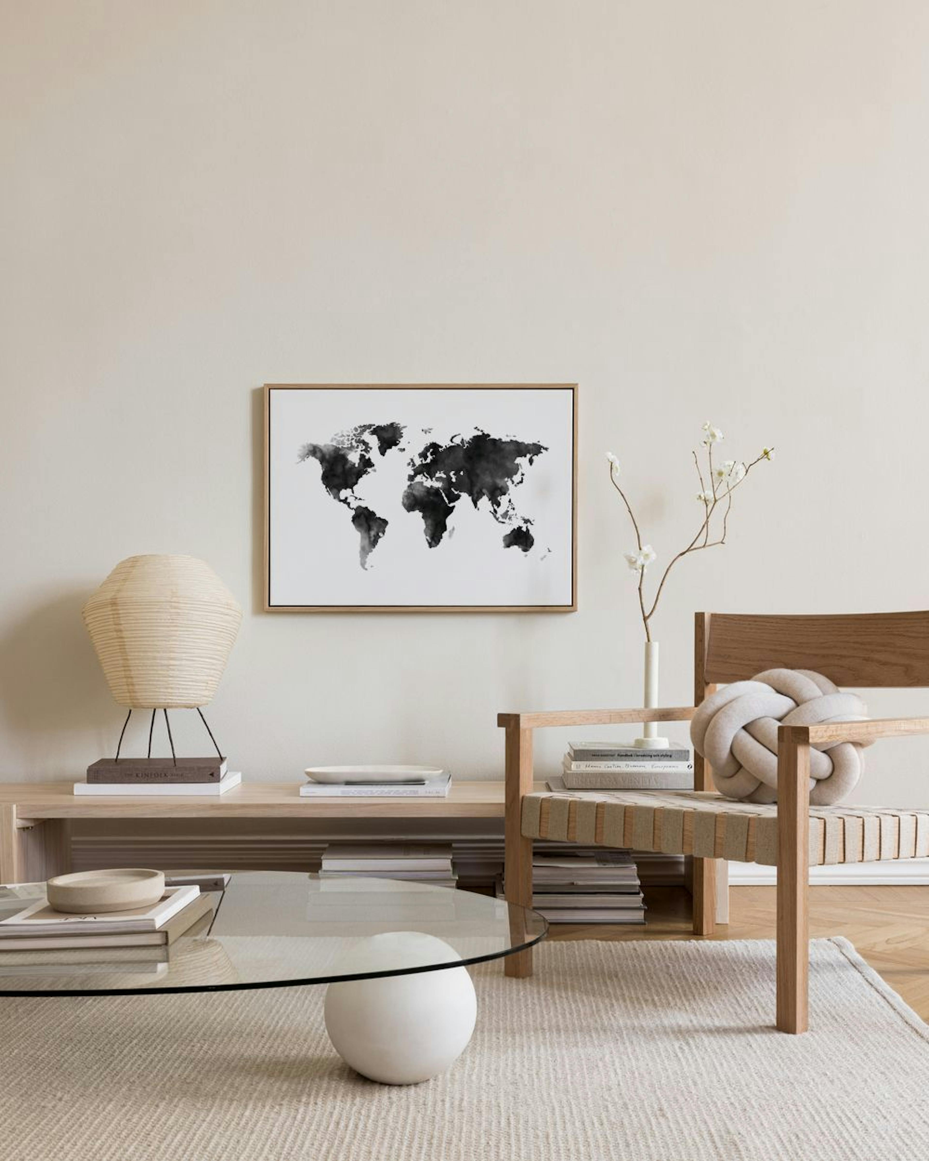 World Map Watercolor Leinwandbild