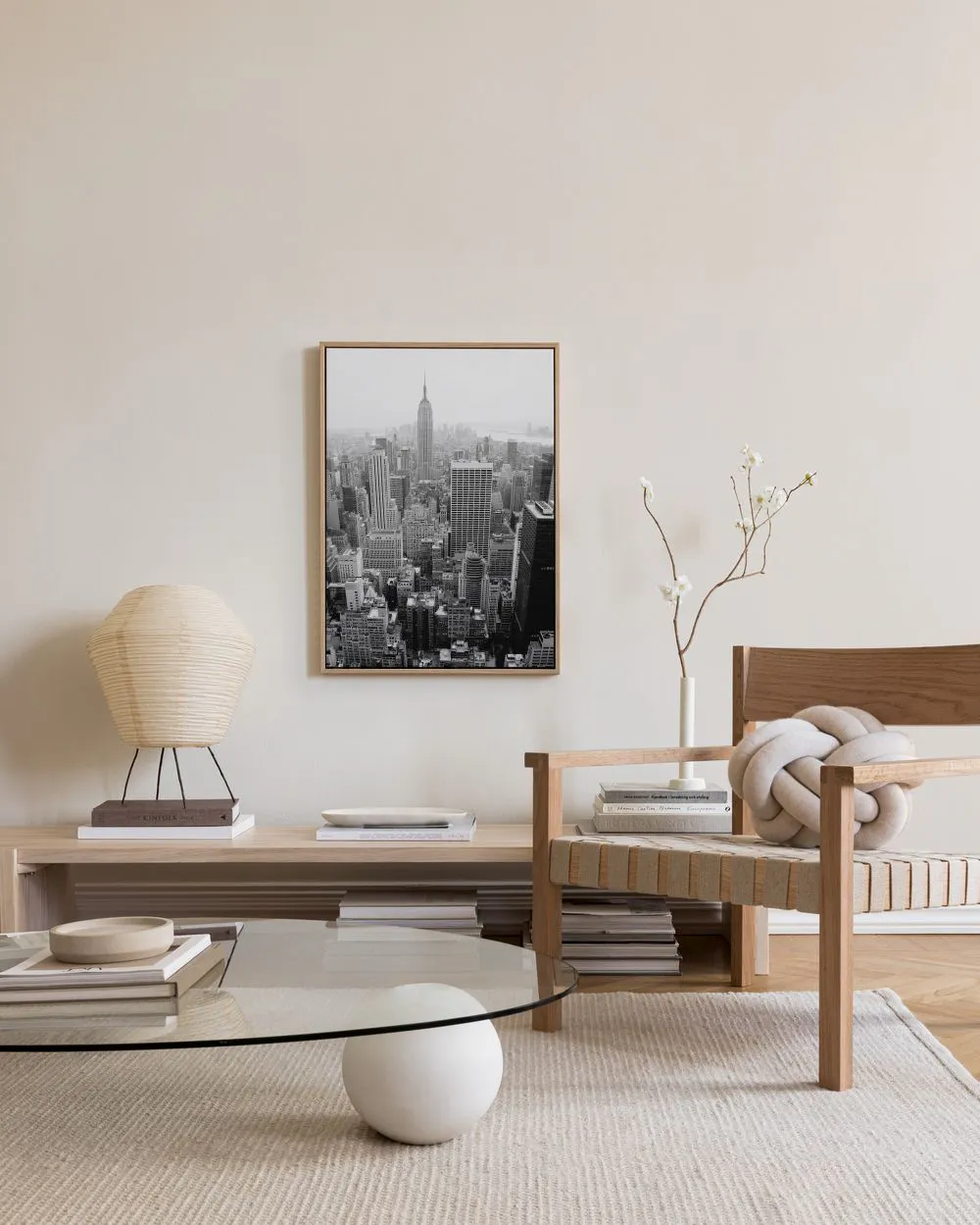 Cuadro De New York Skyline En Gris Y Mostaza