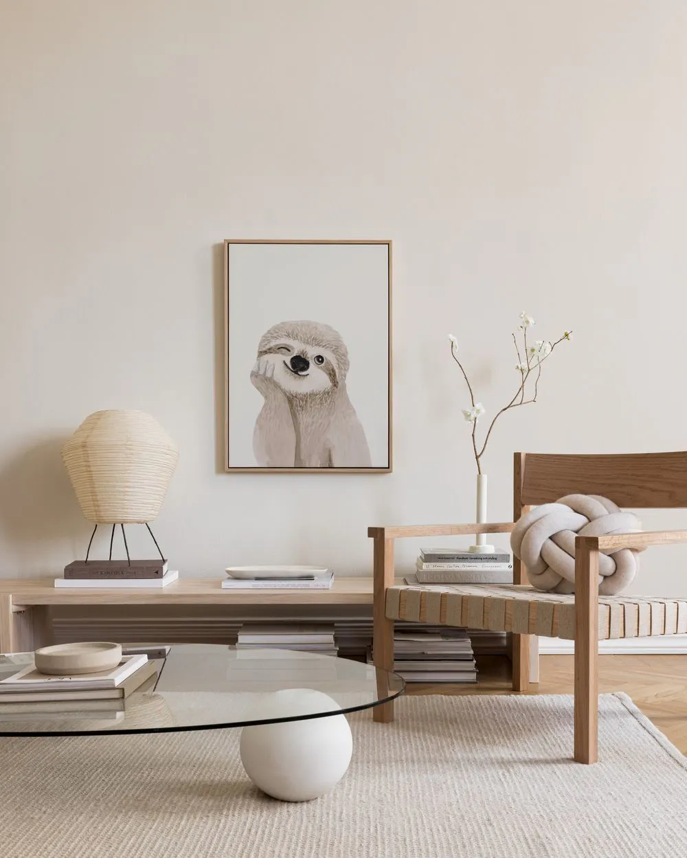 Cheeky Sloth Canvas Cute Animal Art Desenio EU