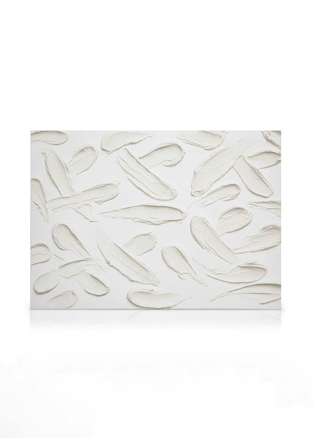 Contemporary white canvas print featuring visible raised brushstrokes, creating a textured and dimensional surface for modern de