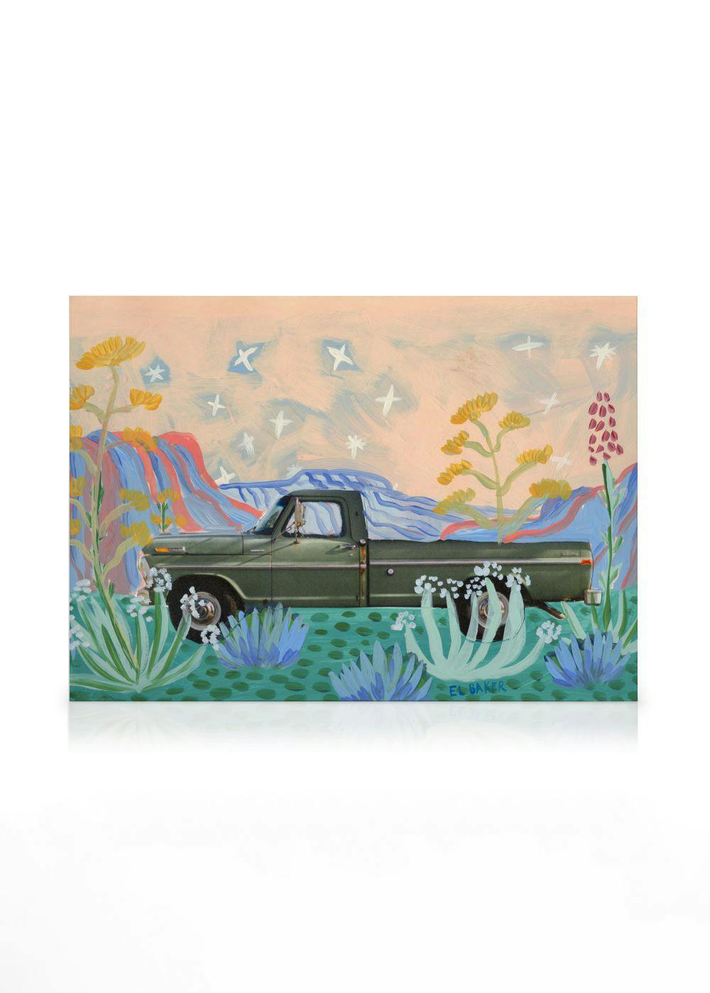 Eleanor Baker - West Texas Truck Toile (30x40 cm - Cadre de chêne)  Art