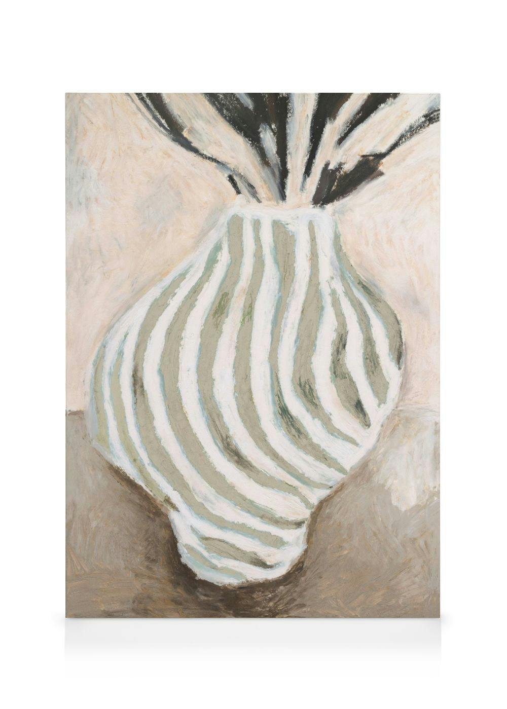 Telas decorativas Striped Vase Tela (30x40 cm - Moldura de Carvalho)