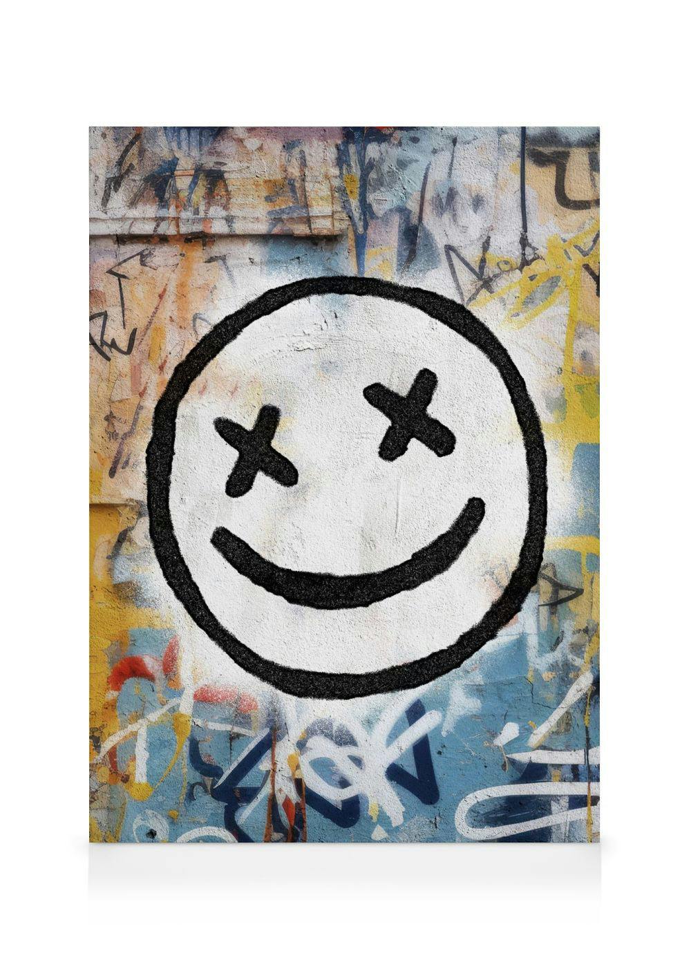 Canvas Prints Grafitti Smiley Canvas print (50x70 cm - Oak Frame)