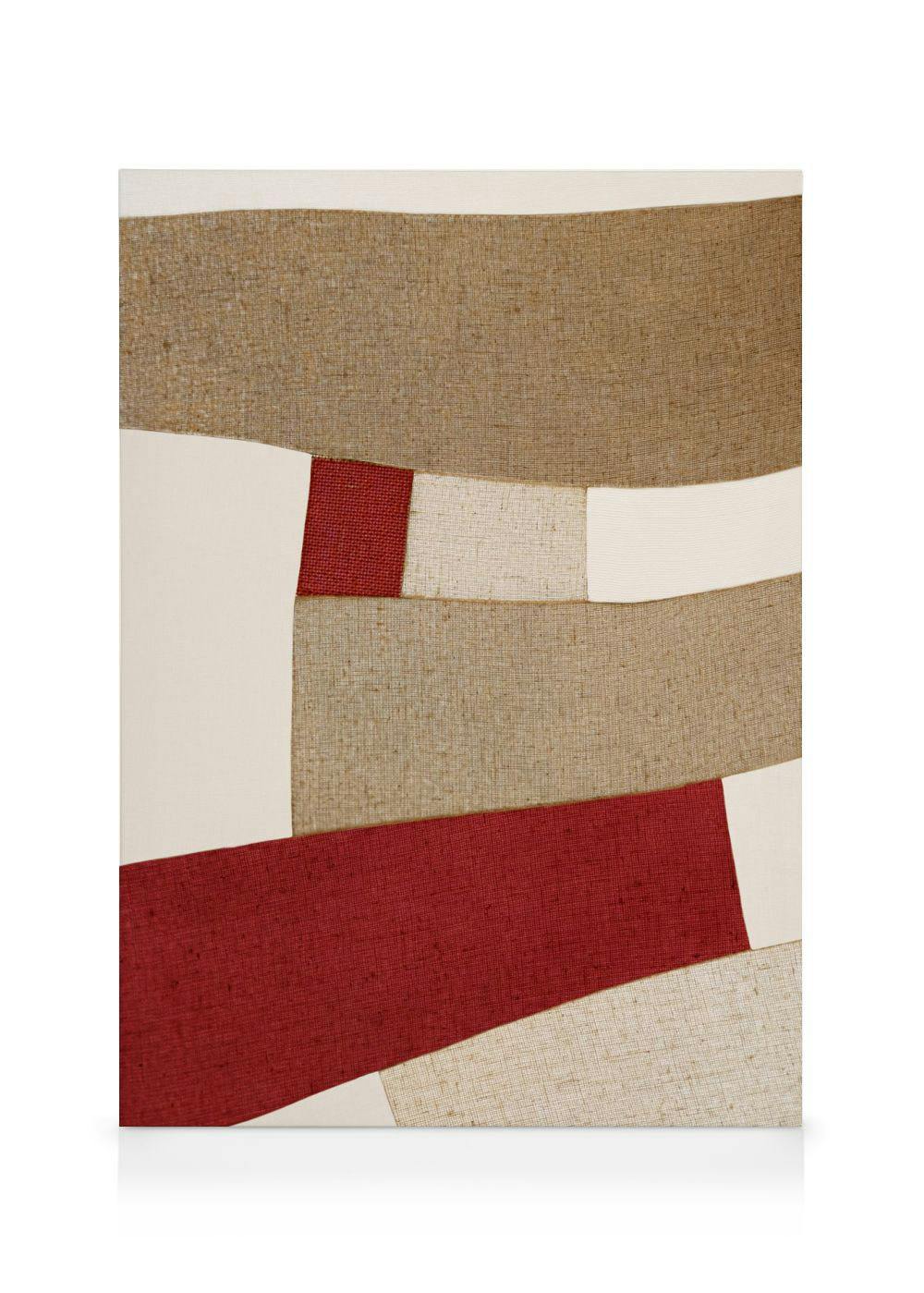 Canvas Prints Red and Beige Patchwork Canvas print (50x70 cm - Oak Frame)