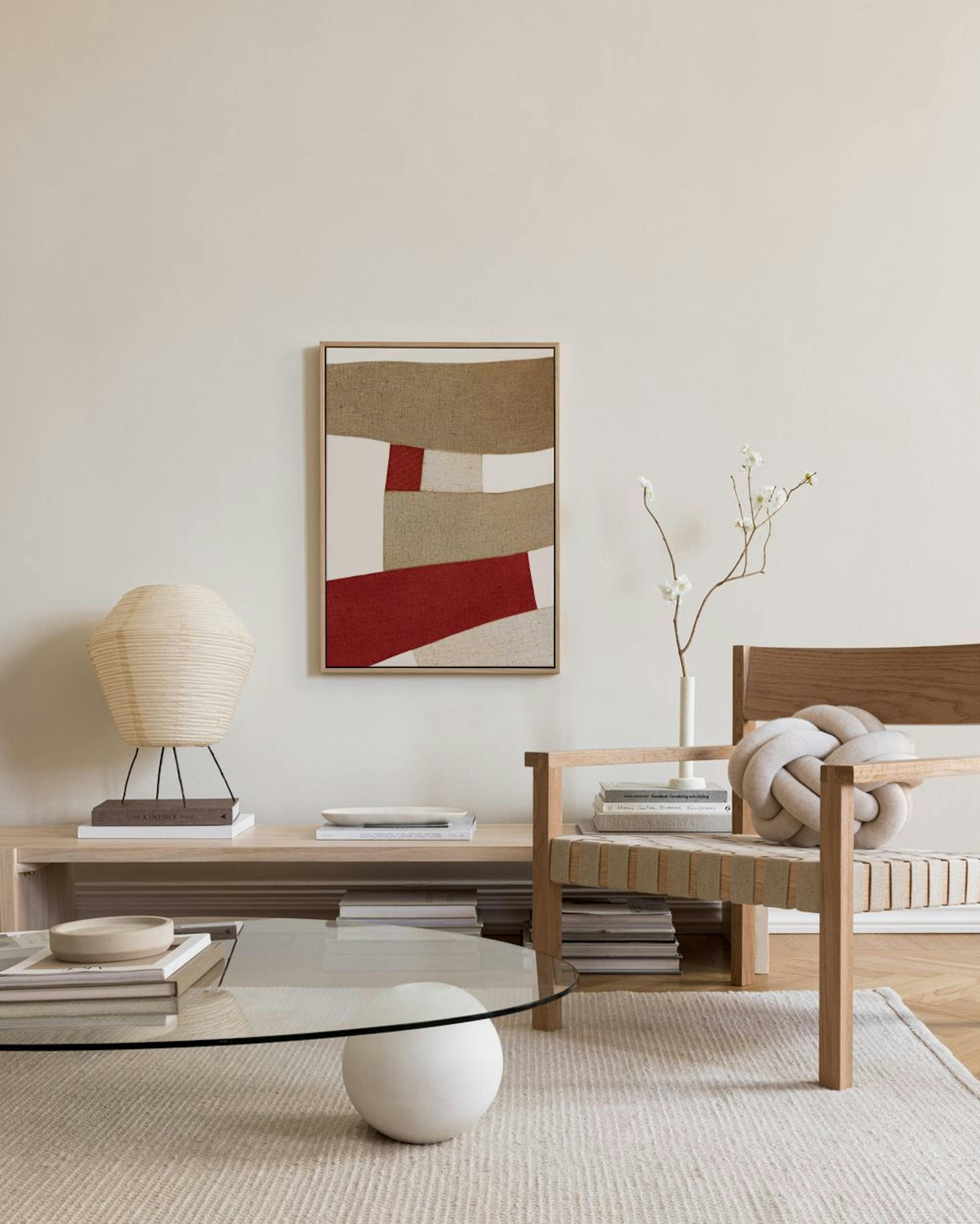 Red and Beige Patchwork Leinwand