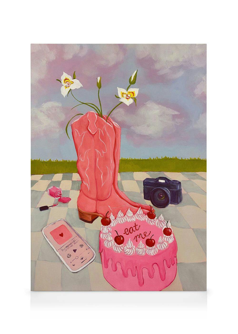 Canvas Prints Lindsey Cherek - Still Life with Fake Cake Canvas print (30x40 cm - Oak Frame)