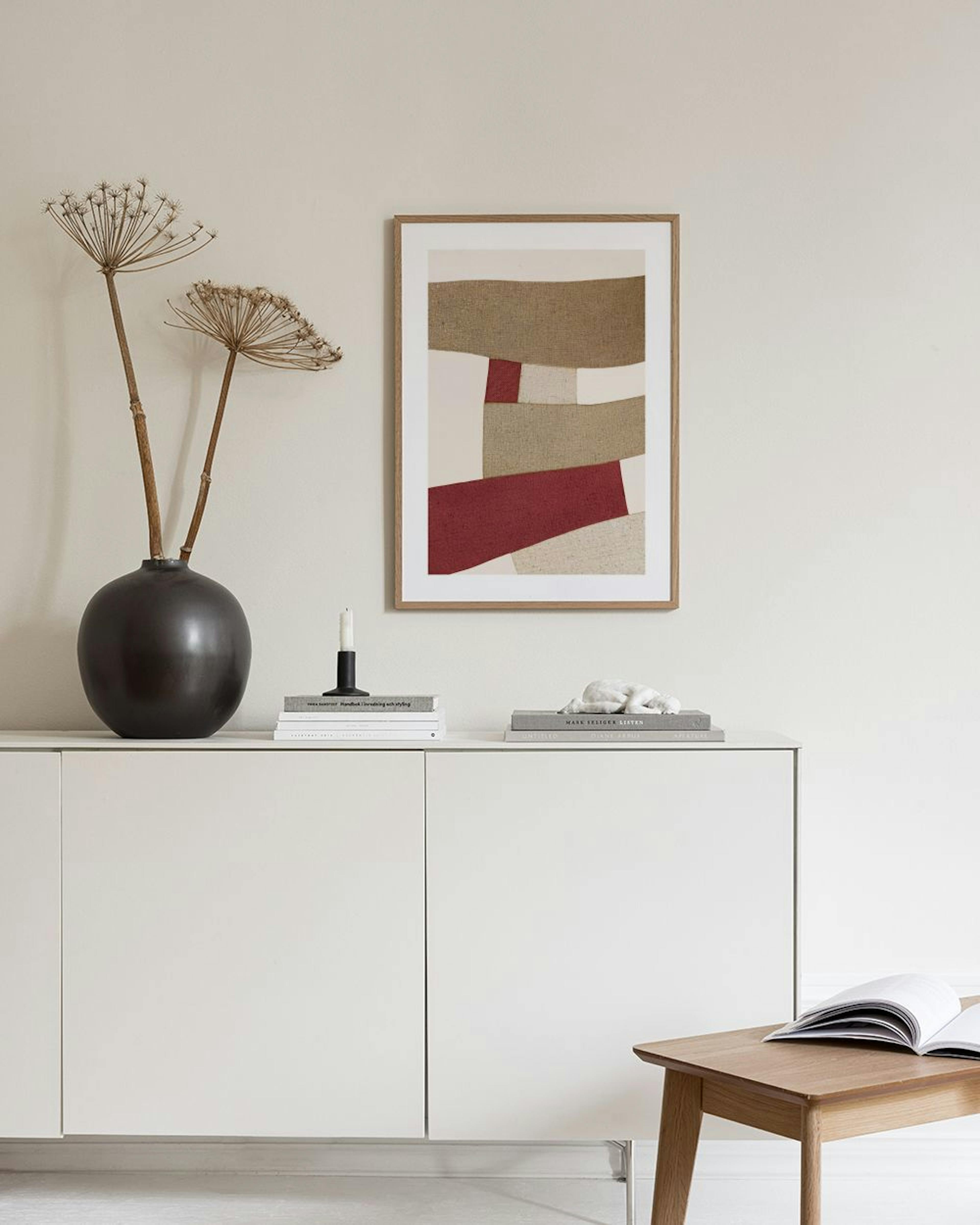 Red and Beige Patchwork Poster