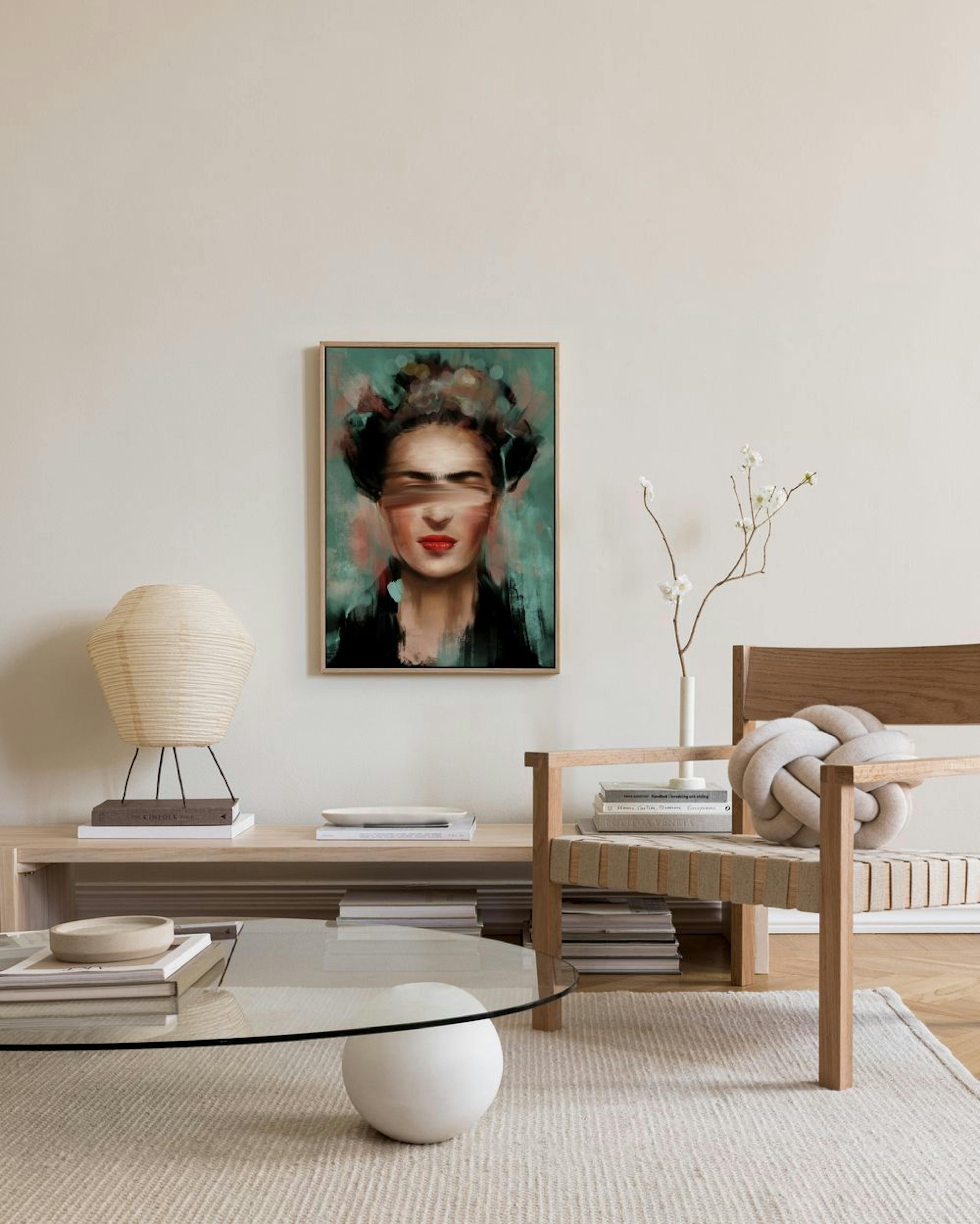 Kahlo in Green Leinwandbild