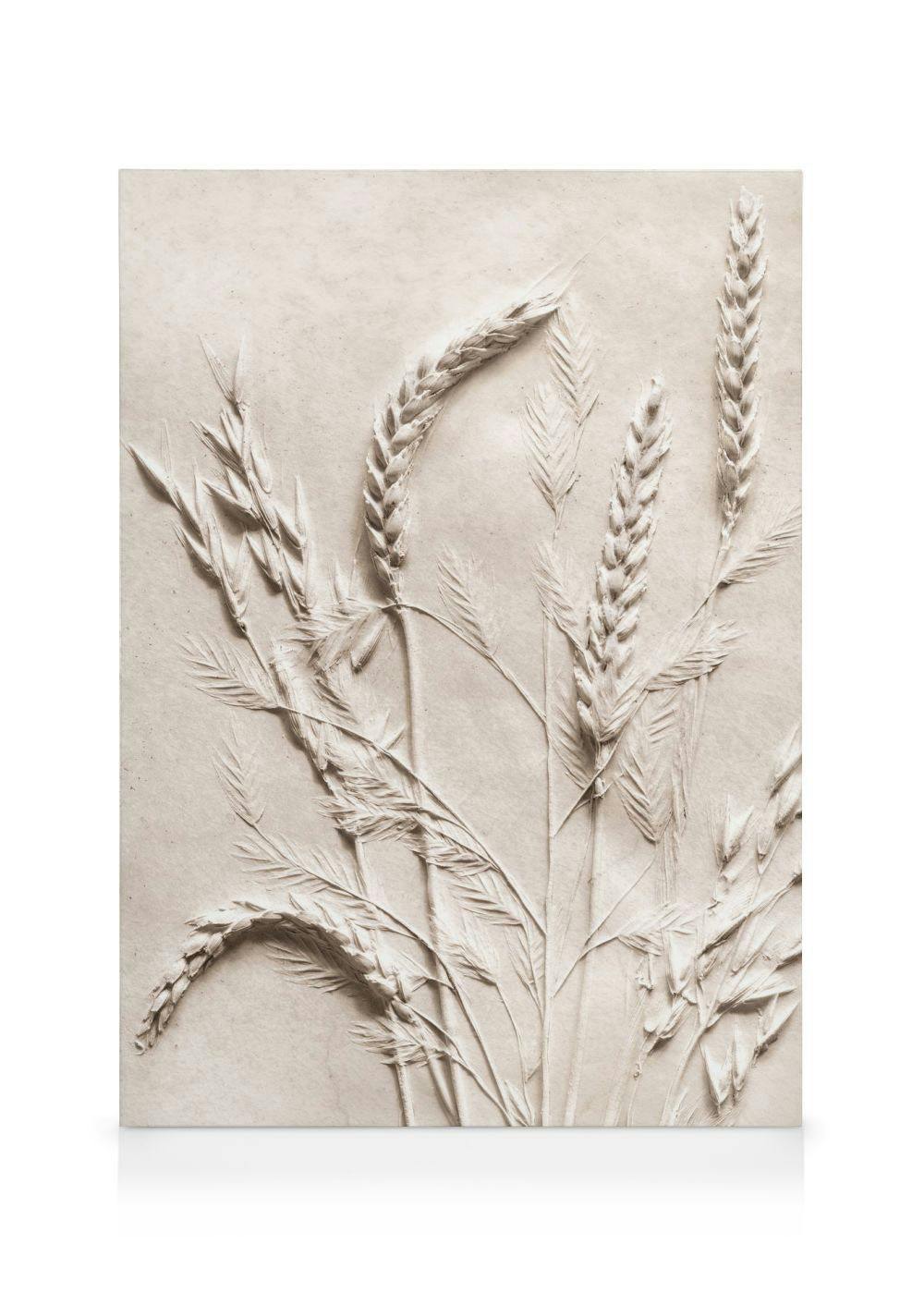 Relief Wheat Tableau sur toile (70x100 cm - Cadre de chêne) - Plantes vertes