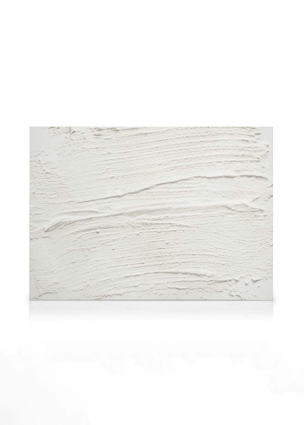 White plaster texture canvas print with horizontal brushstrokes, minimalist wall art.