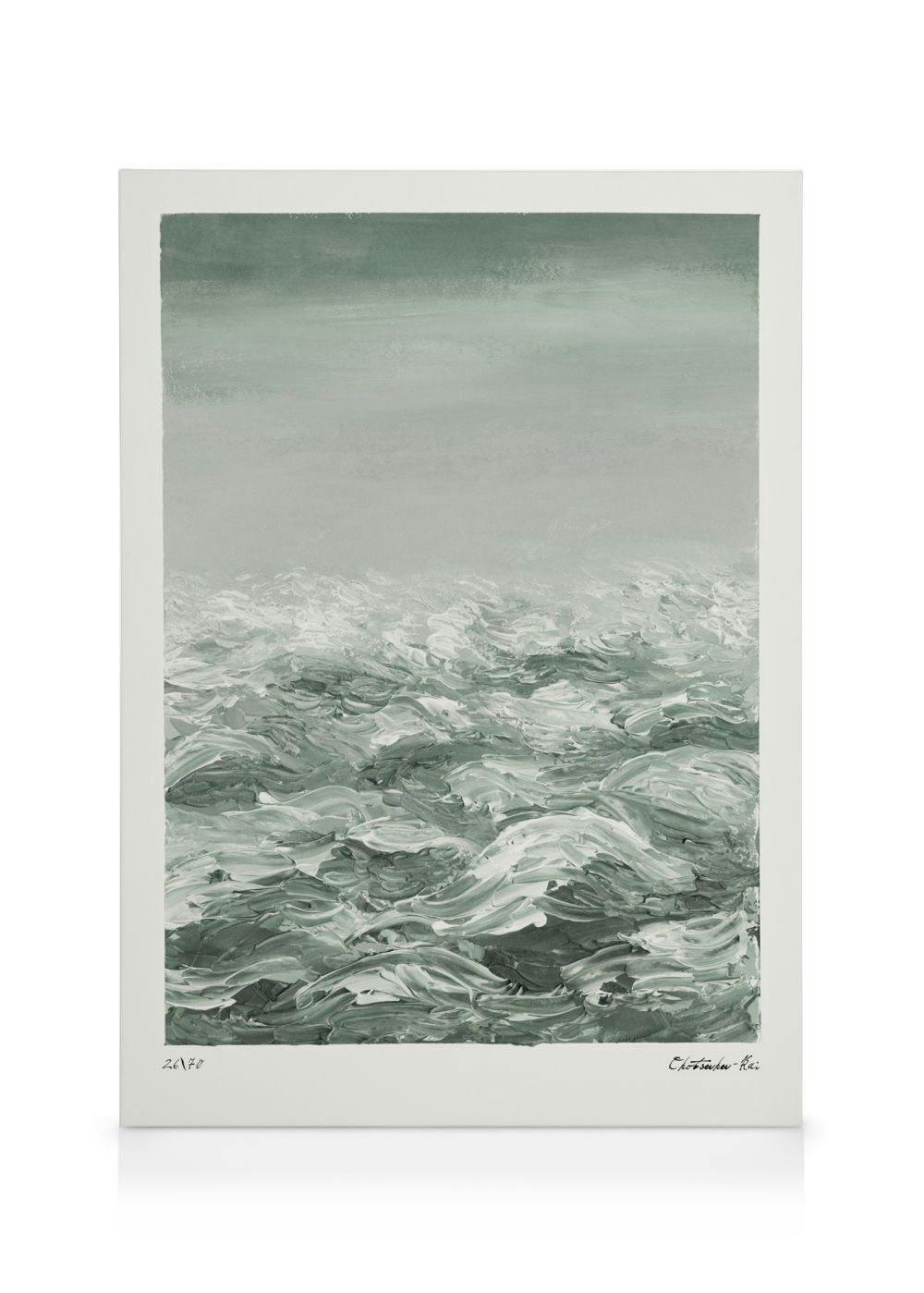 Canvas Schilderijen Waves in Green Canvas (50x70 cm)