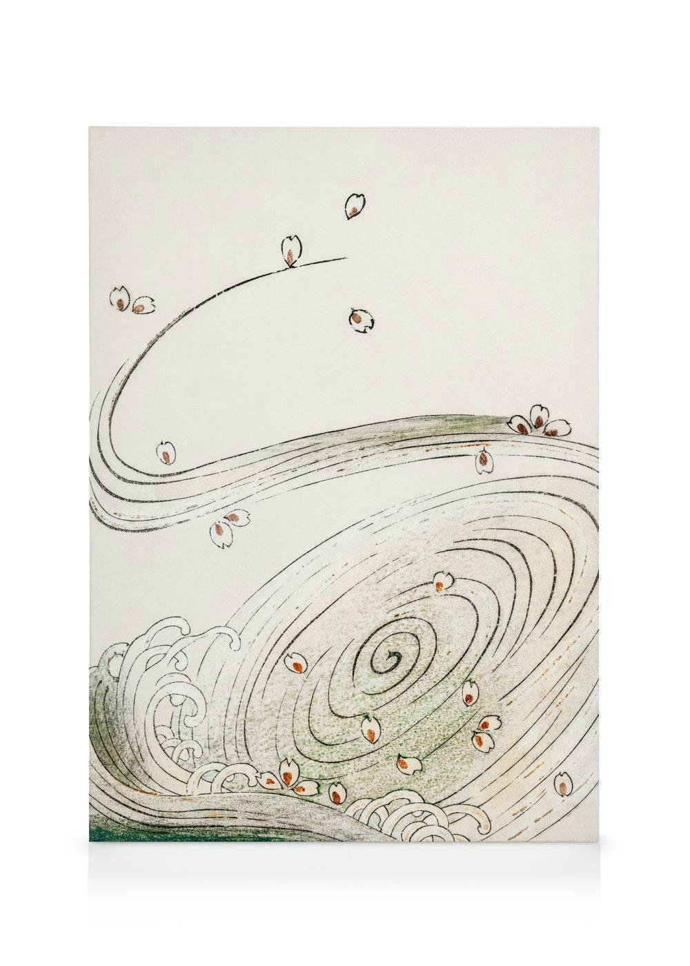 Canvastavlor Watanabe Seitei - Wind and Flower Canvastavla (50x70 cm - Svart ram)