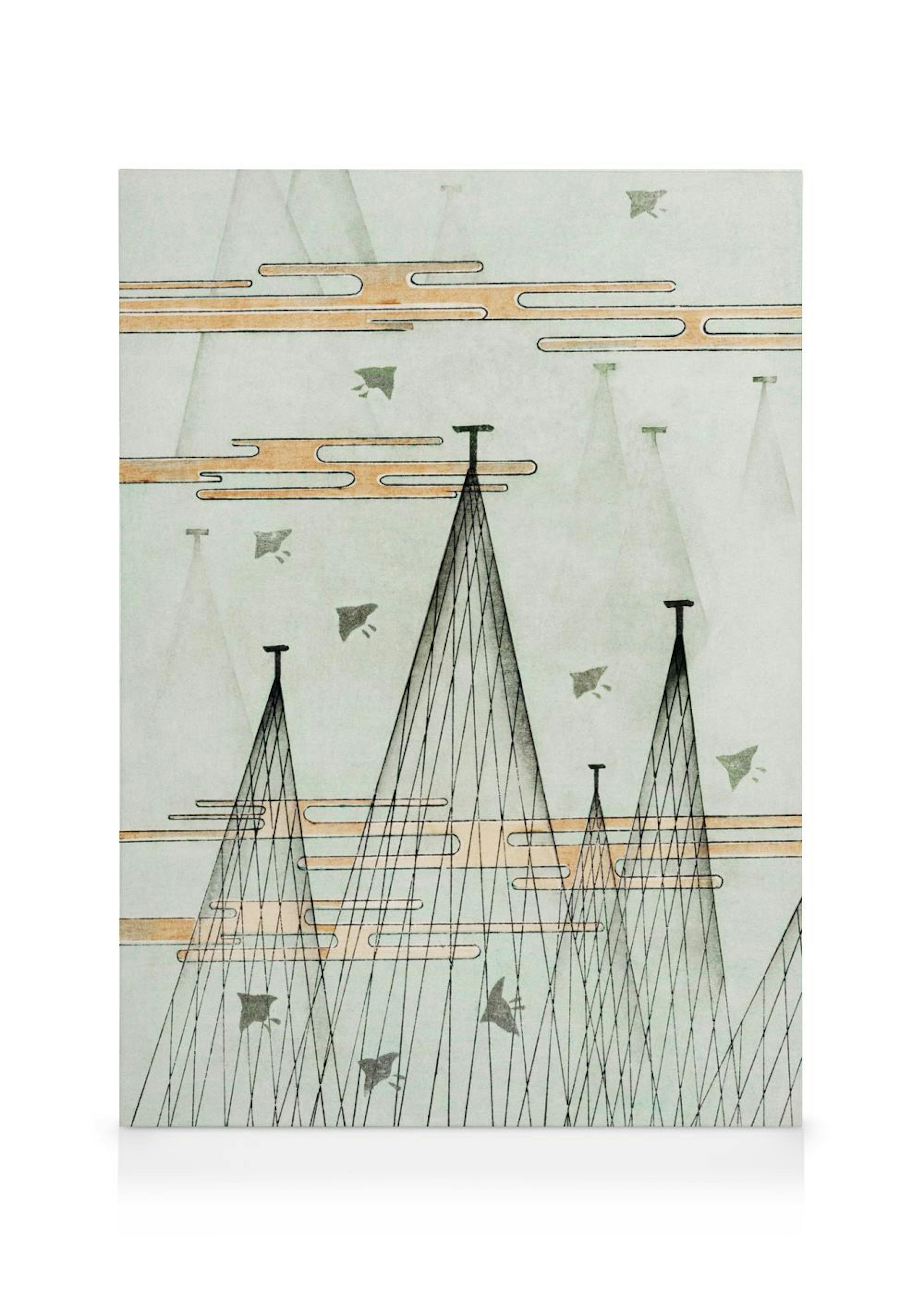 Watanabe Seitei - Skyscape with Birds Flying Lienzo 0