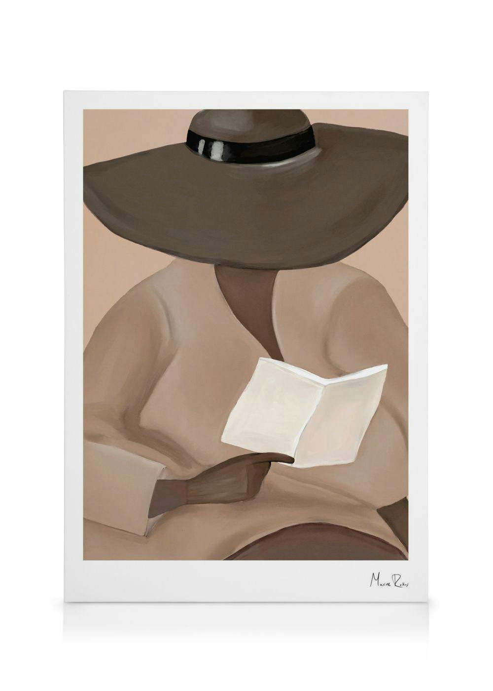 Maxime Rokus - Reading Hat Toile (50x70 cm - Cadre noir)  Artistes vedettes