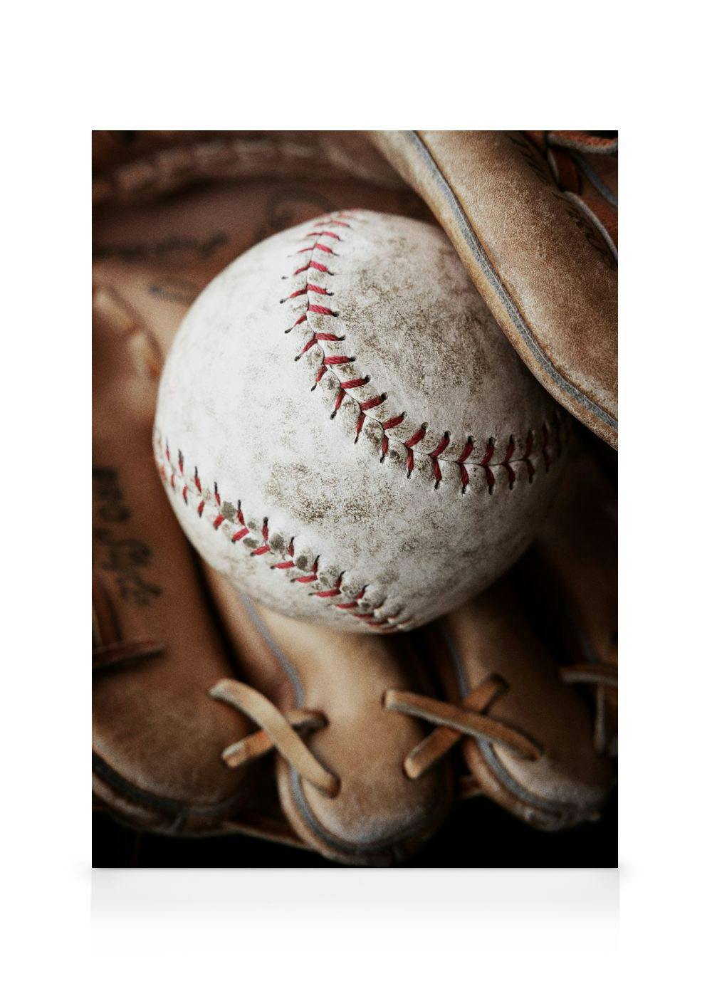 Canvas Prints Baseball in Glove Canvas print (50x70 cm - Black Frame)