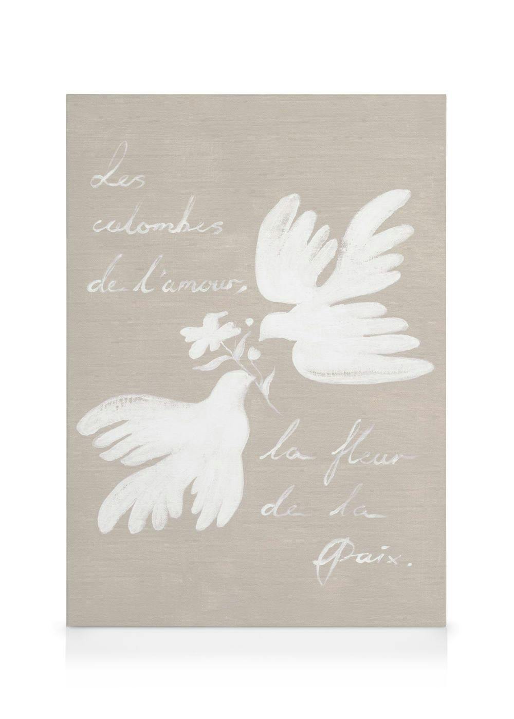 Obrazy na płótnie Doves of Love, Flower of Peace Obraz na płótnie (50x70 cm - Czarna ramka)