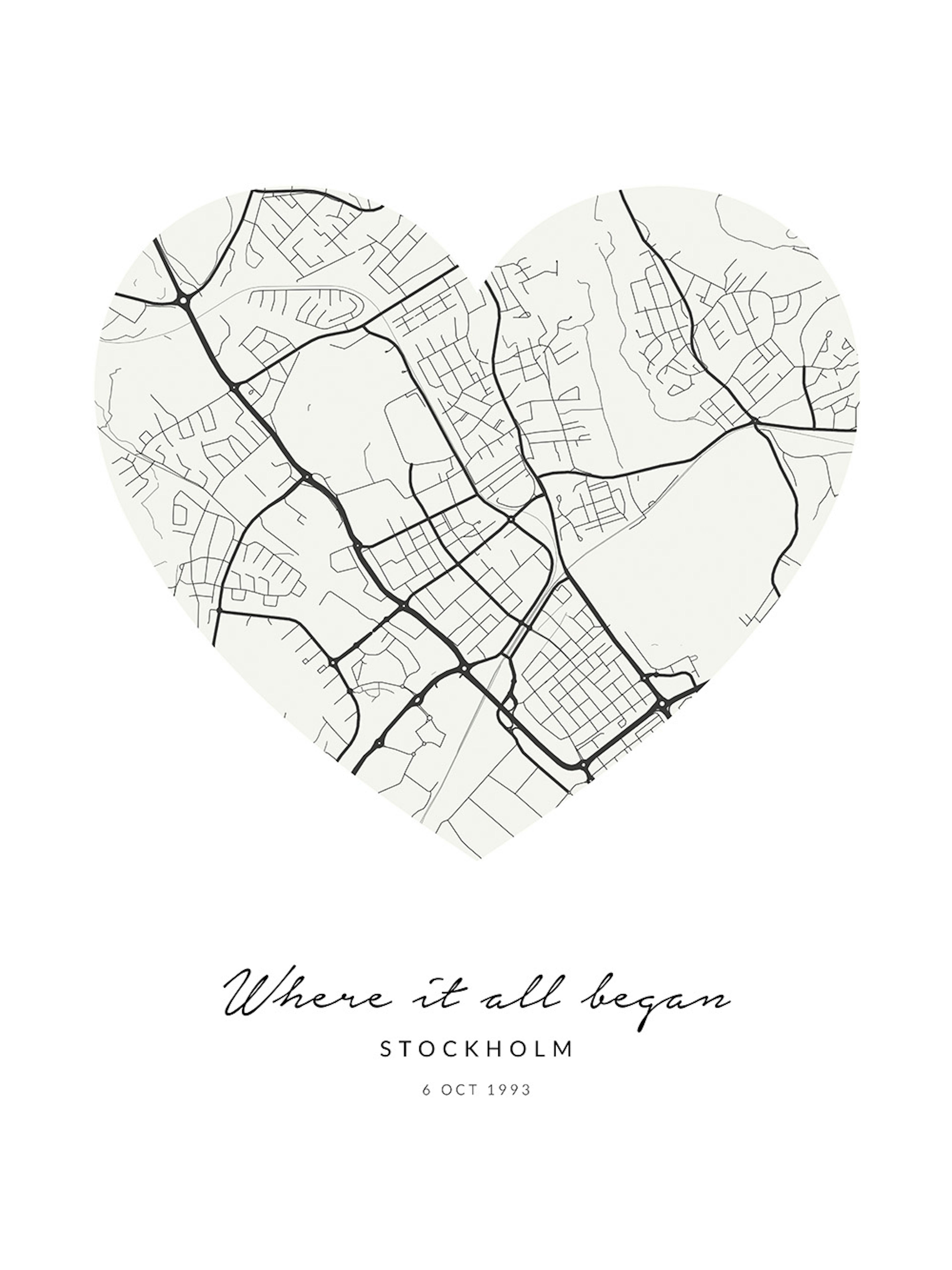 Heart Map Beige Personal Poster