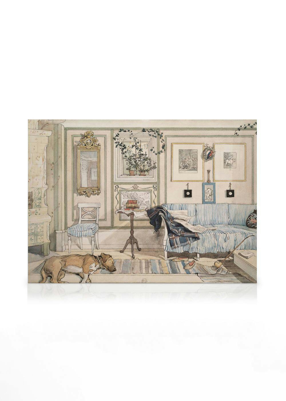 Telas decorativas Carl Larsson - The Lazy Corner Tela (30x40 cm - Moldura Preta)