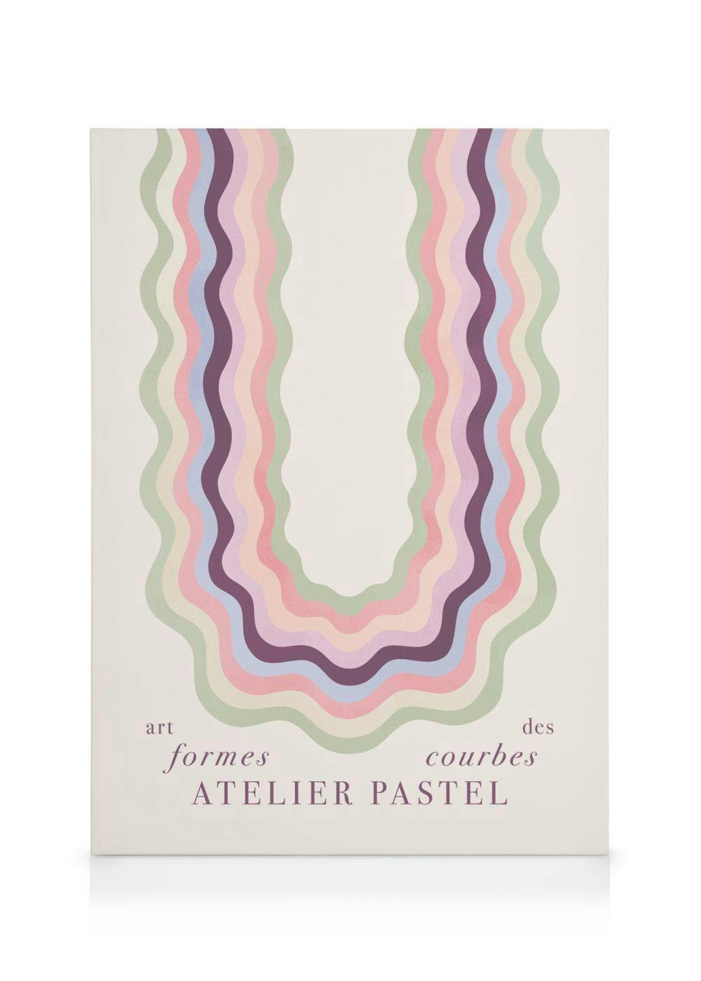 Lienzo Art Des Formes Courbes con líneas onduladas pastel que se reflejan, creando un espacio central abierto.