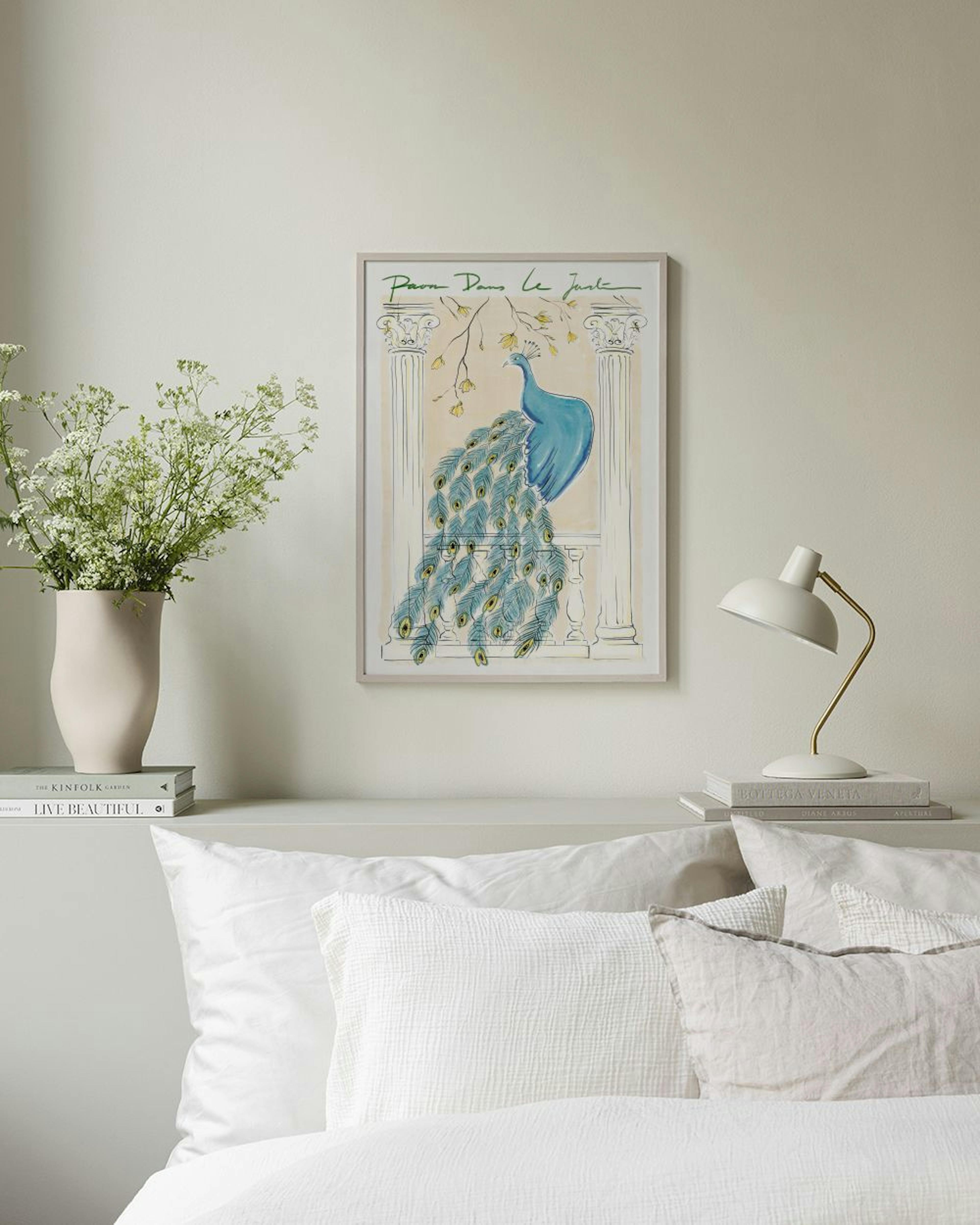 Peacock in the Garden Print