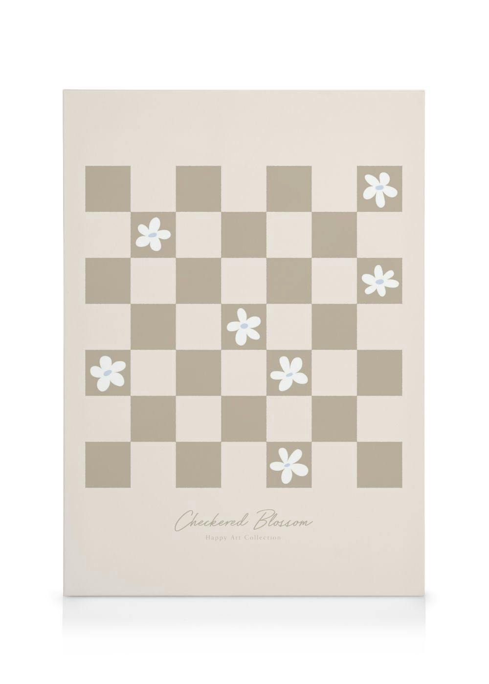 Canvas Schilderijen Checkered Blossom Canvas (30x40 cm - Fotolijst Zwart)
