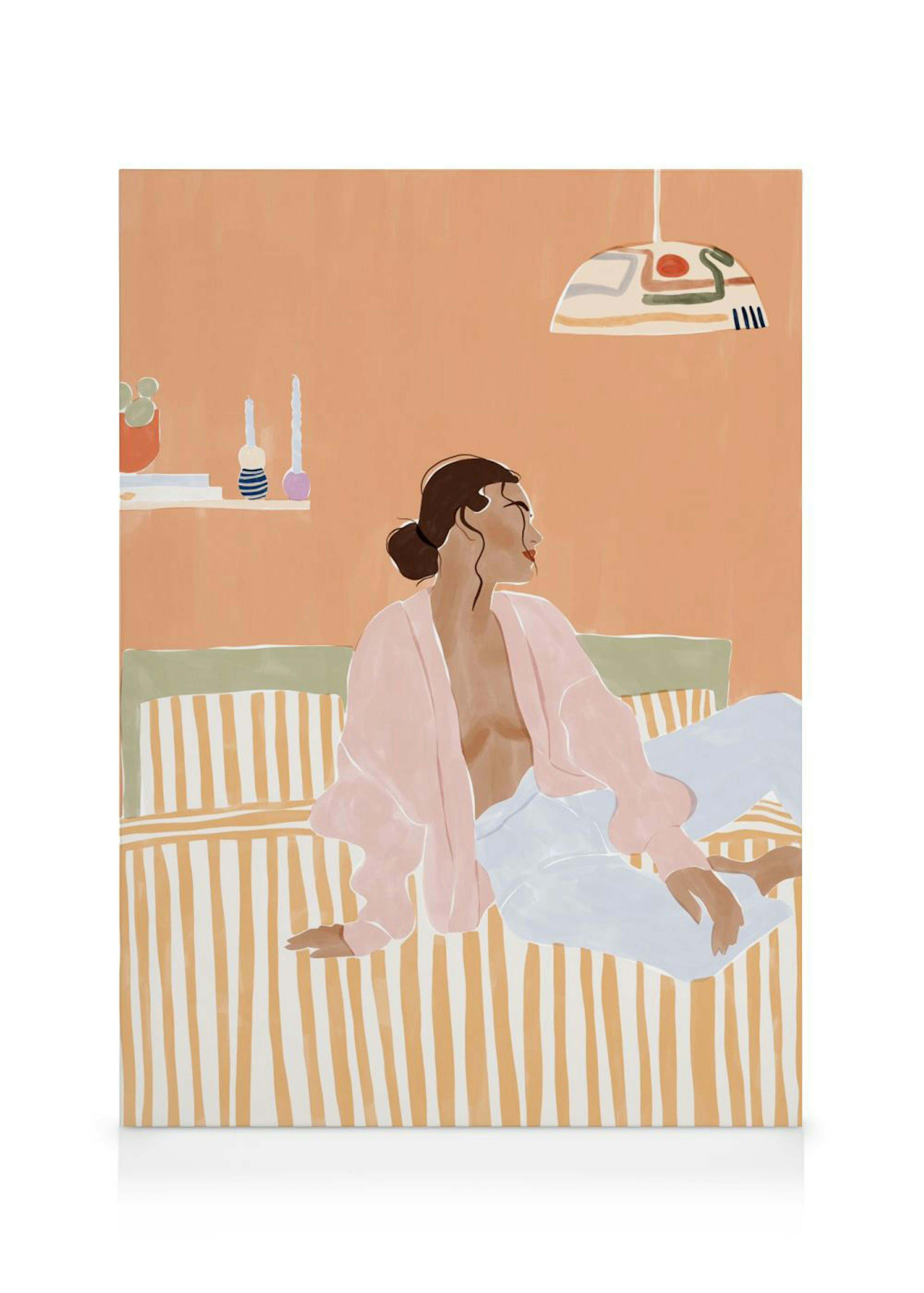 Ivy Green - Woman Lounging on the Bed Lærred 0
