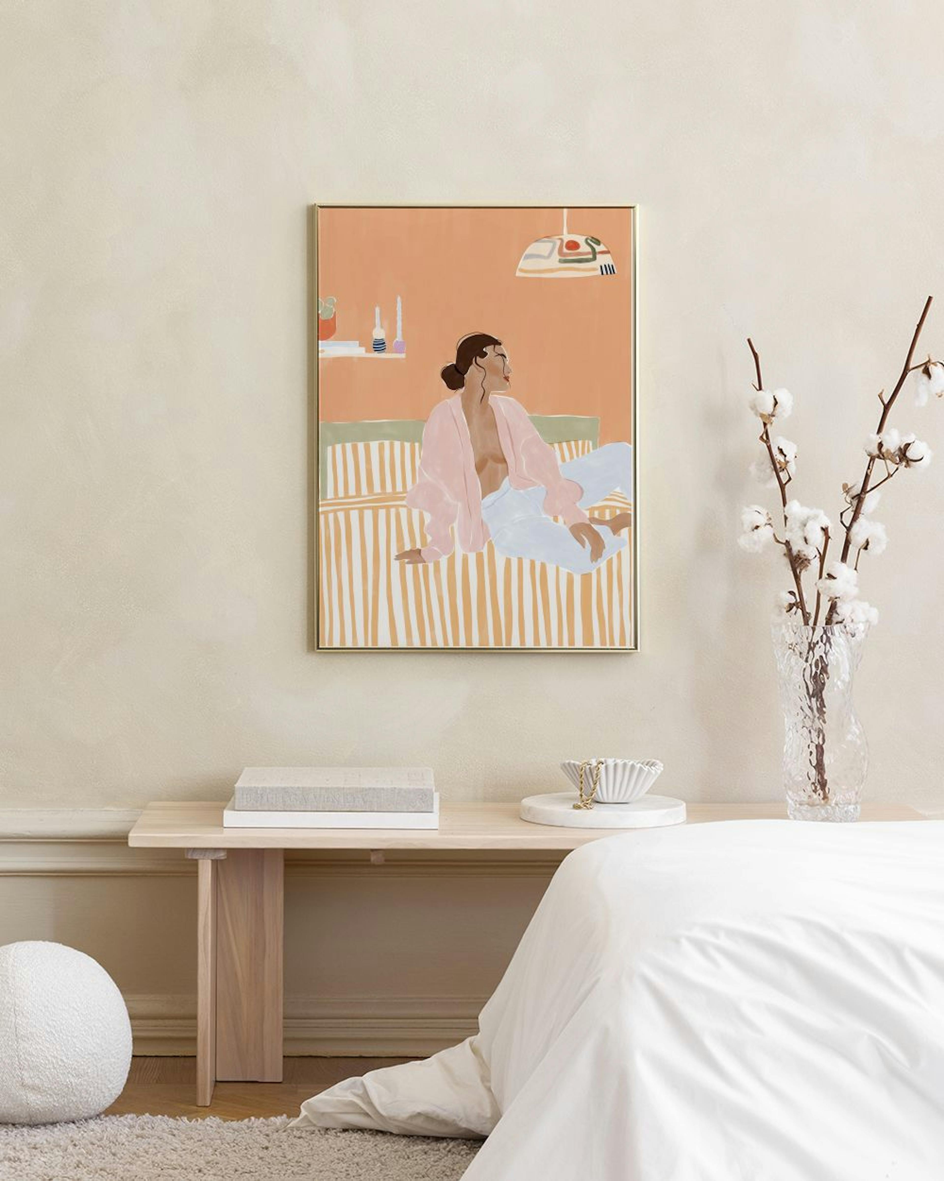 Ivy Green - Woman Lounging on the Bed Print