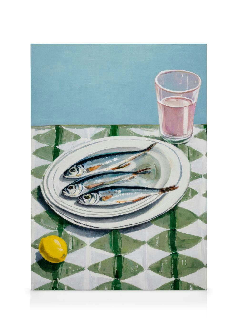 Canvas Prints Sardine Trio Canvas (50x70 cm - Oak Frame)