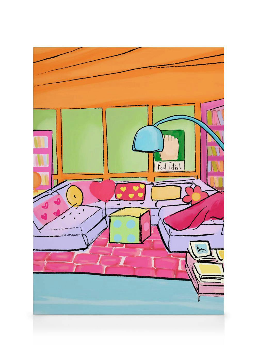 Canvas Schilderijen Colorful Living Room Canvas (30x40 cm - Fotolijst Eiken)