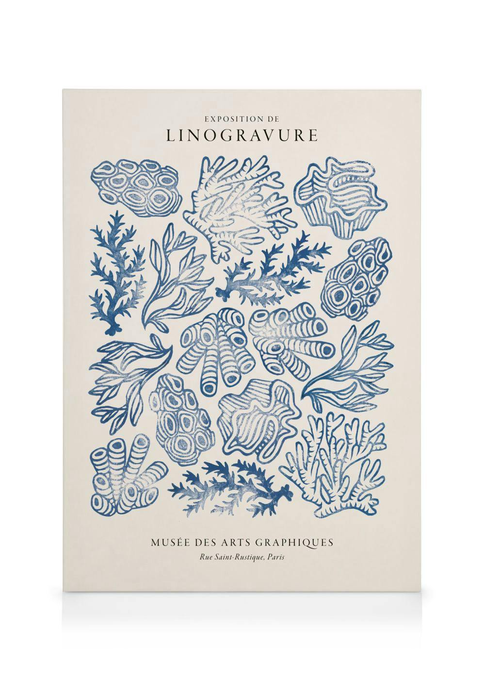Canvas Prints Linocut Corals Canvas (30x40 cm - Oak Frame)