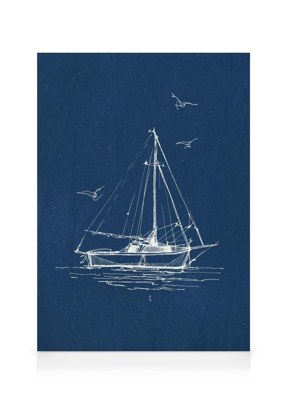 Canvas Schilderijen The Sailboat Canvas (50x70 cm - Fotolijst Zwart)
