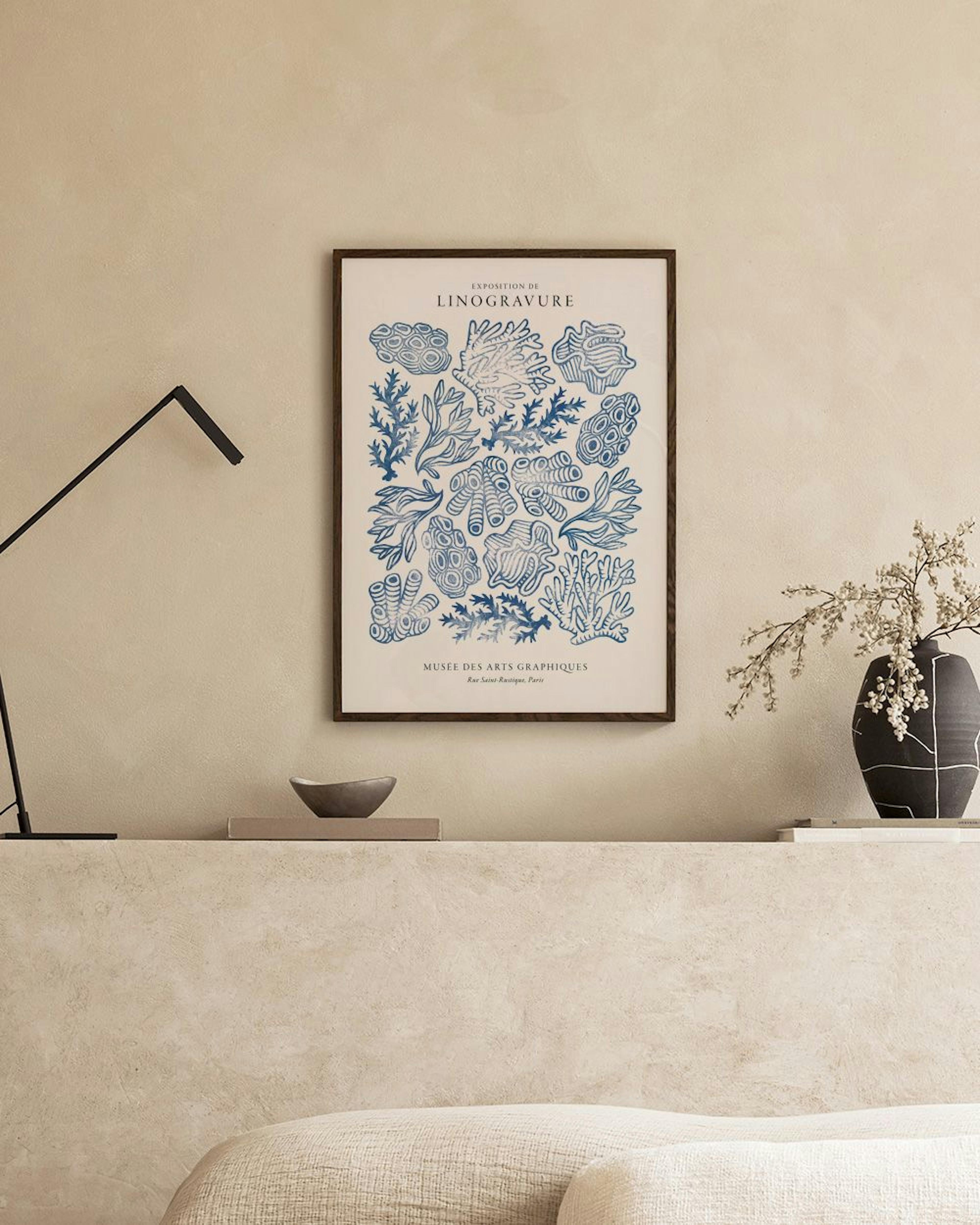 Linocut Corals Affiche