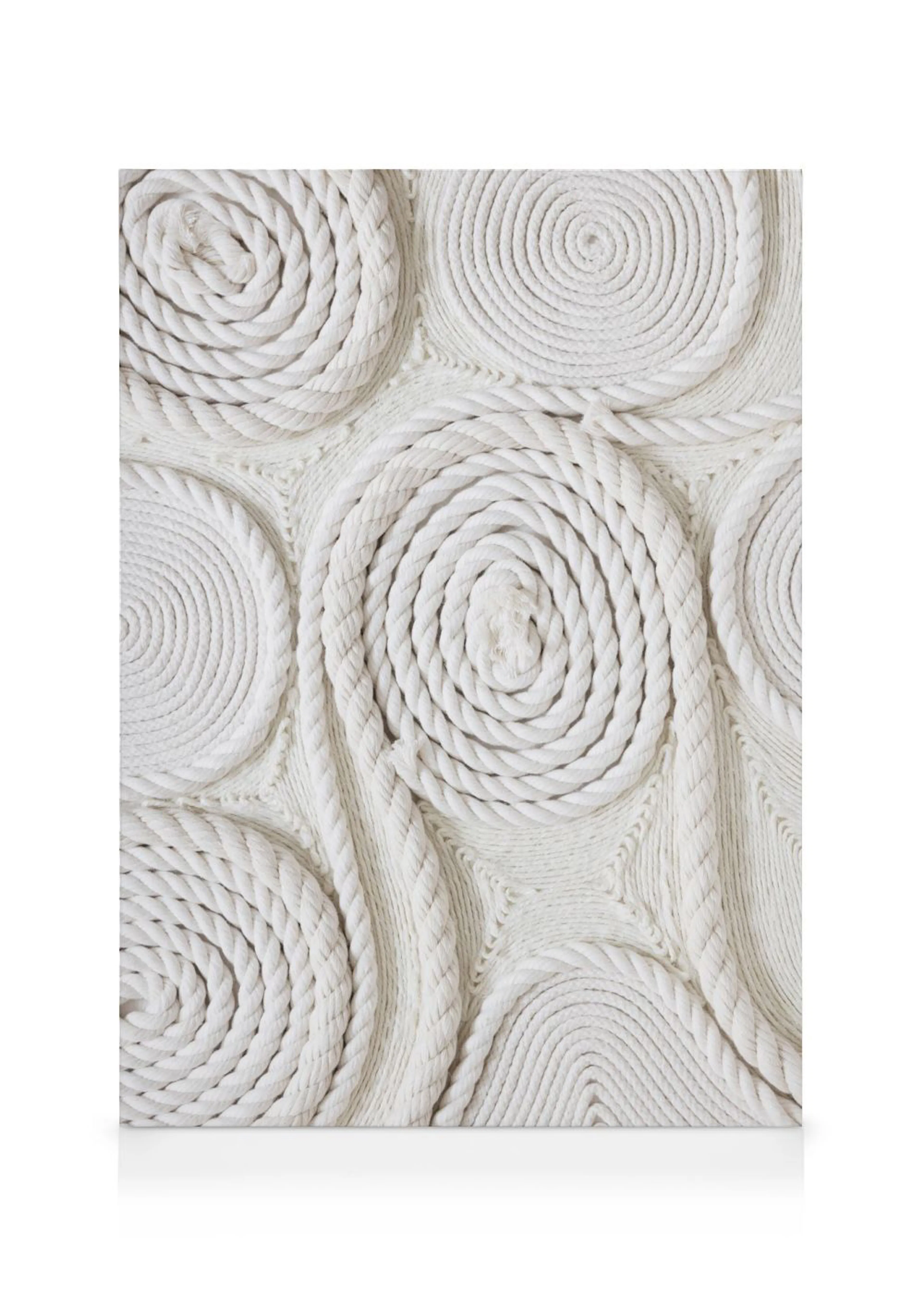 White rope canvas with intertwining shapes, nautical accent art