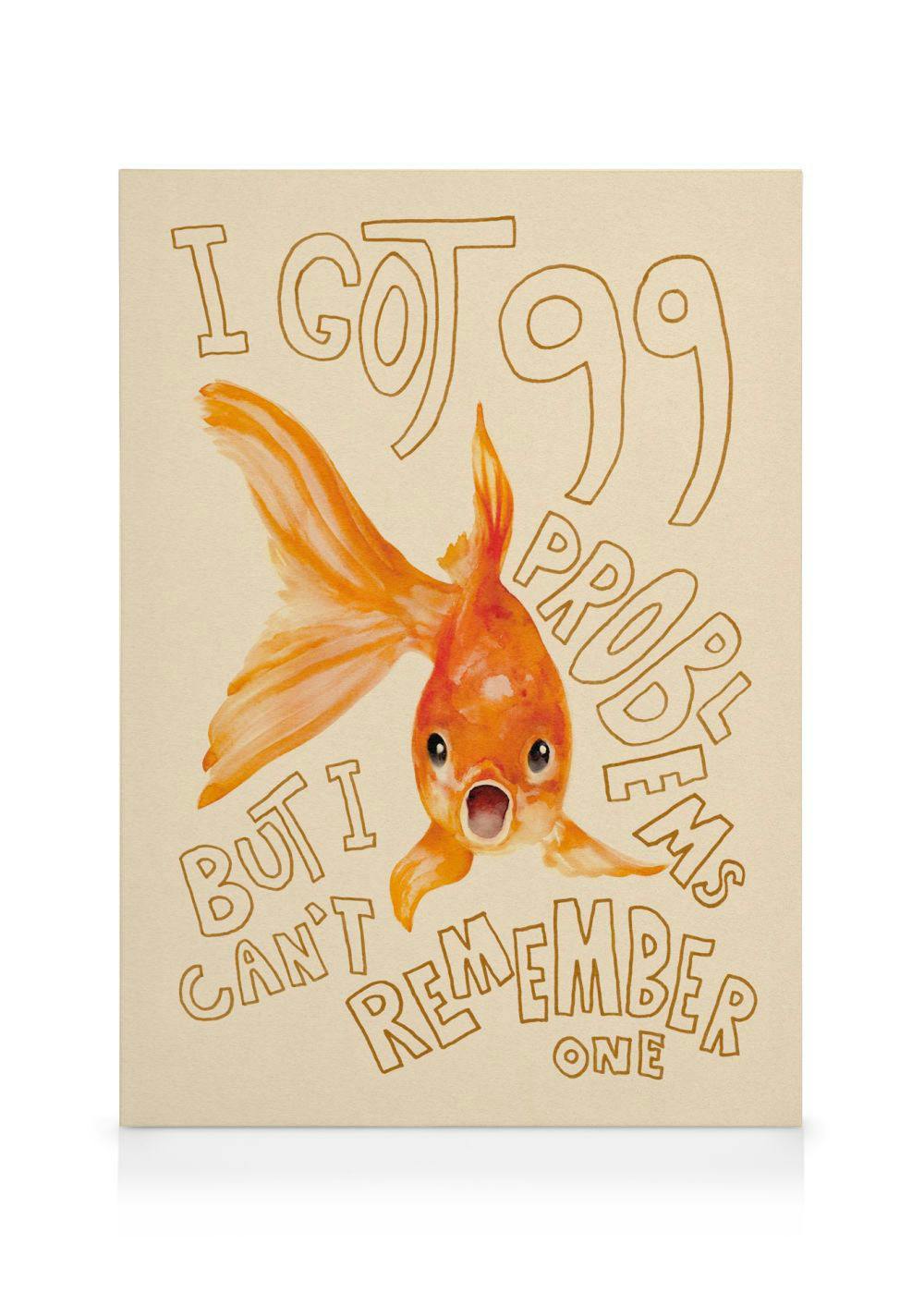 Telas decorativas Memory of a Goldfish Tela (30x40 cm - Moldura de Carvalho)