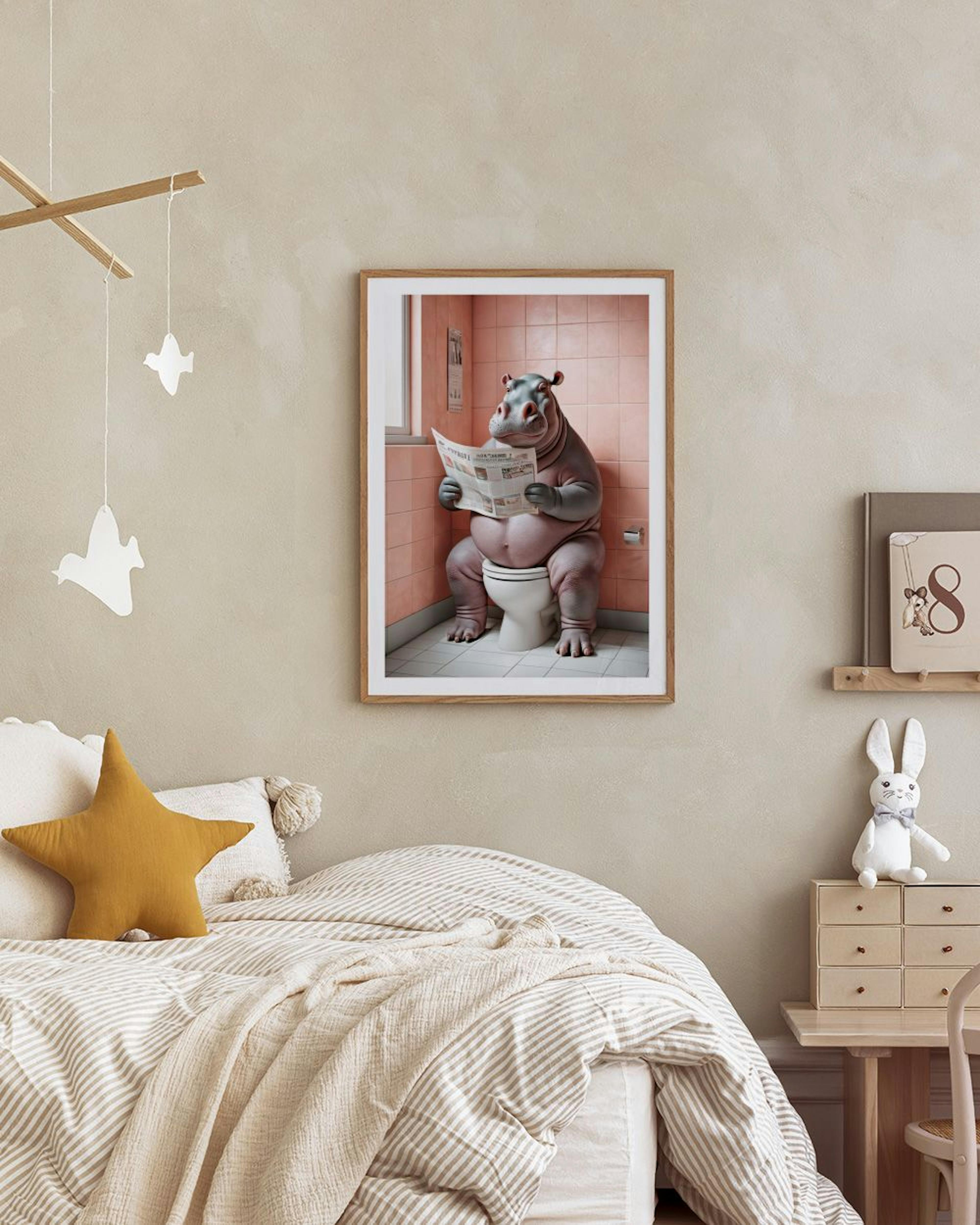 Hippo Sitting on the Toilet Print