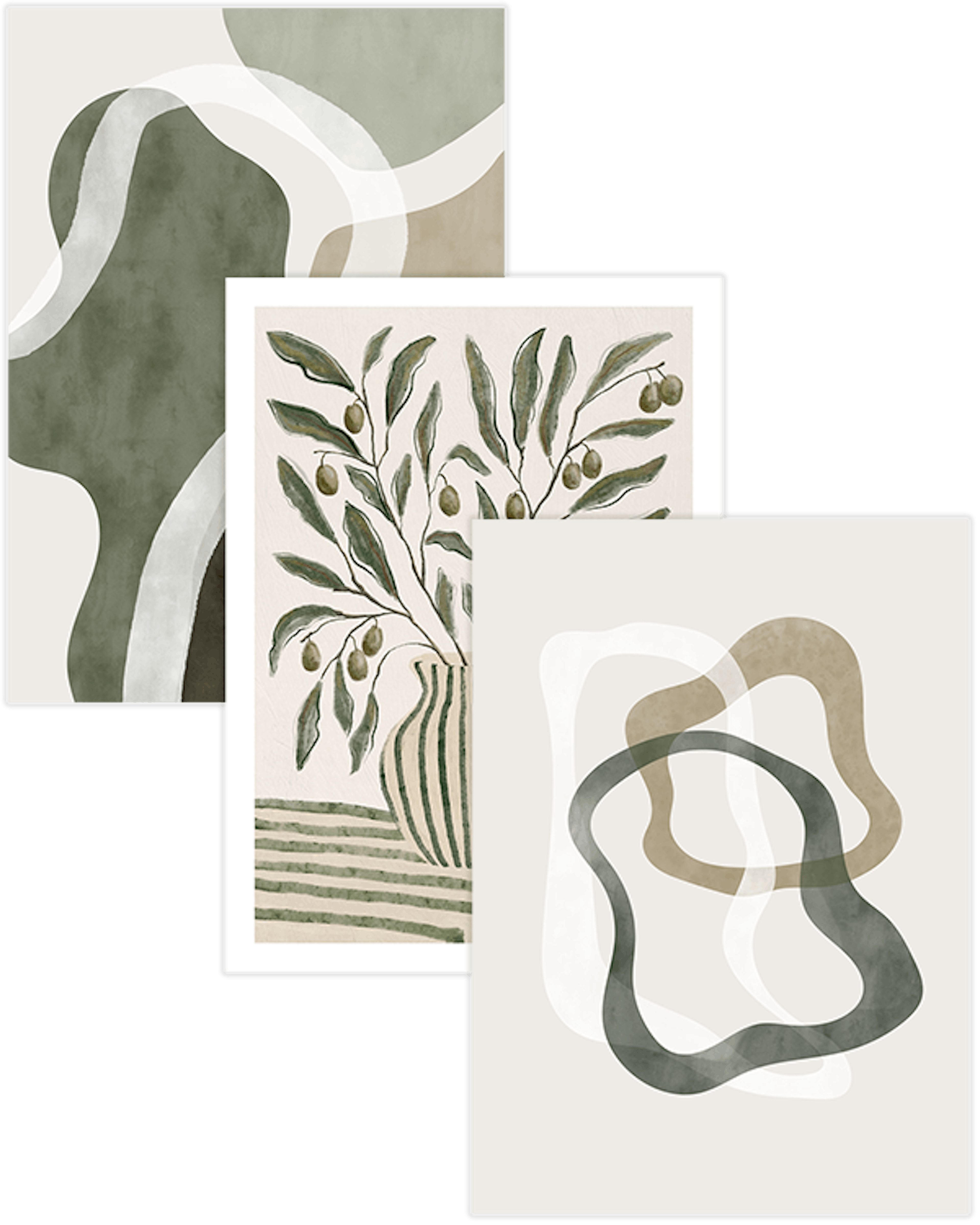 Abstract Green Trio Postersets