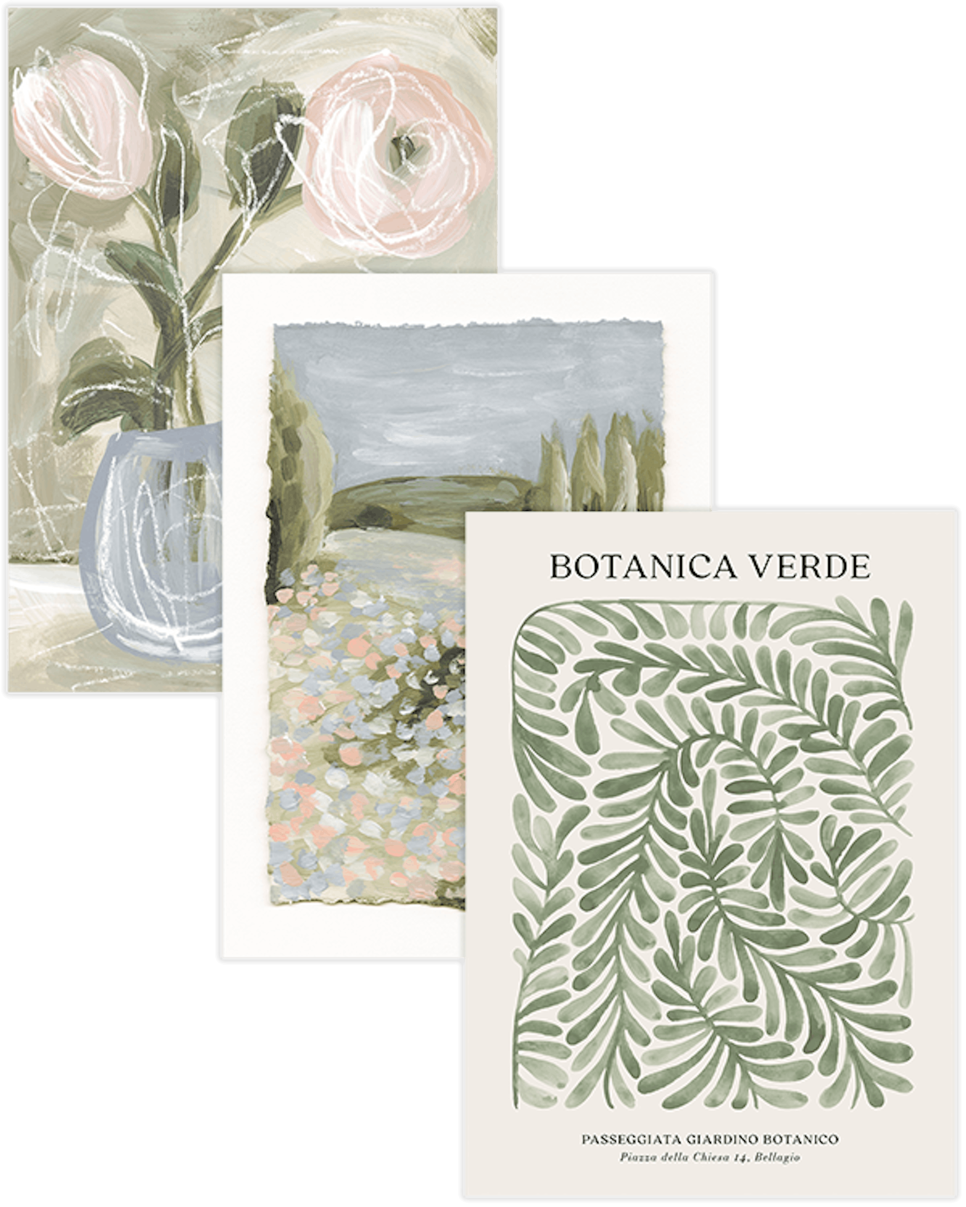 Romantic Green Trio Lot de posters