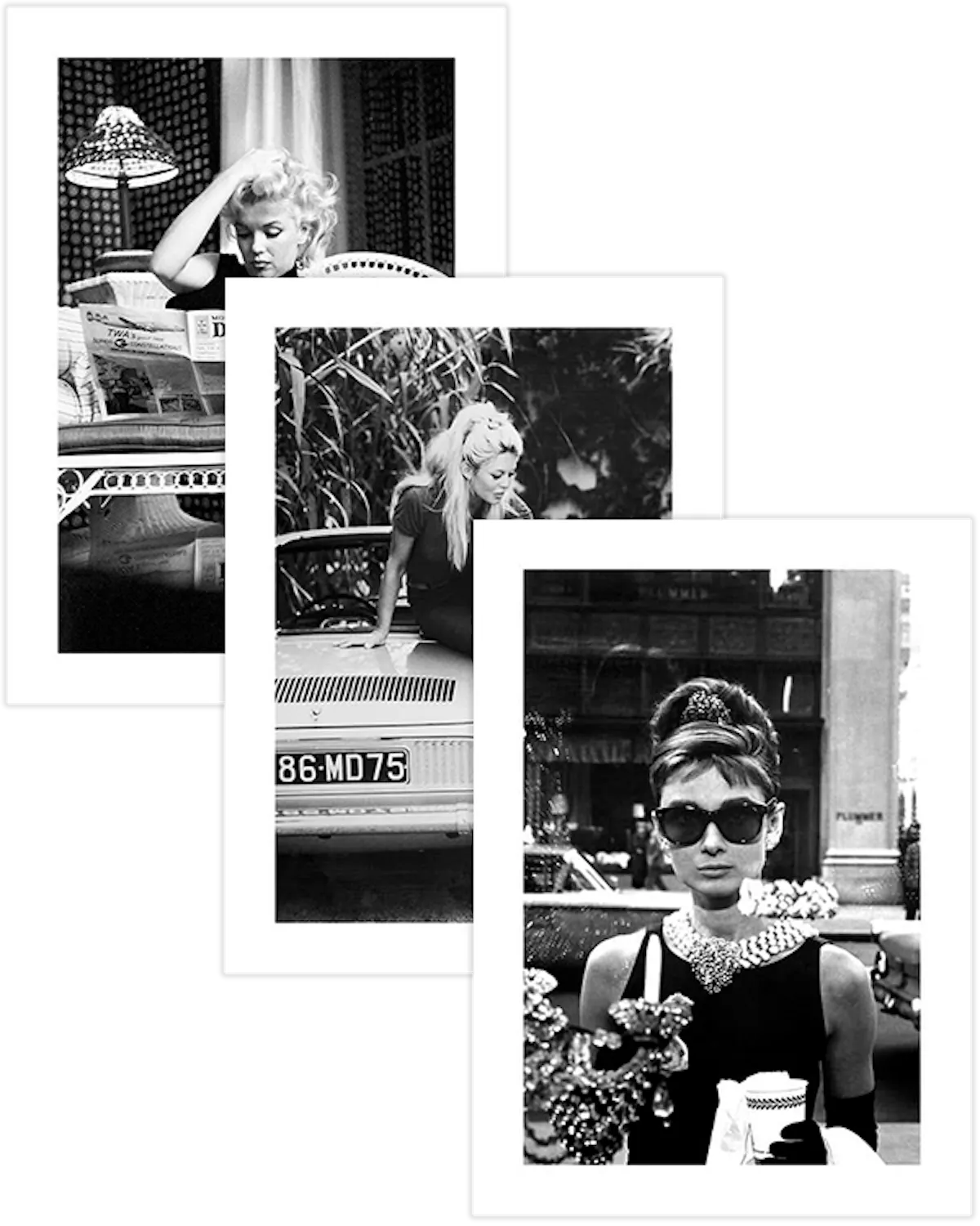 Iconic Black and White Print Poster Trio – Marilyn, Brigitte