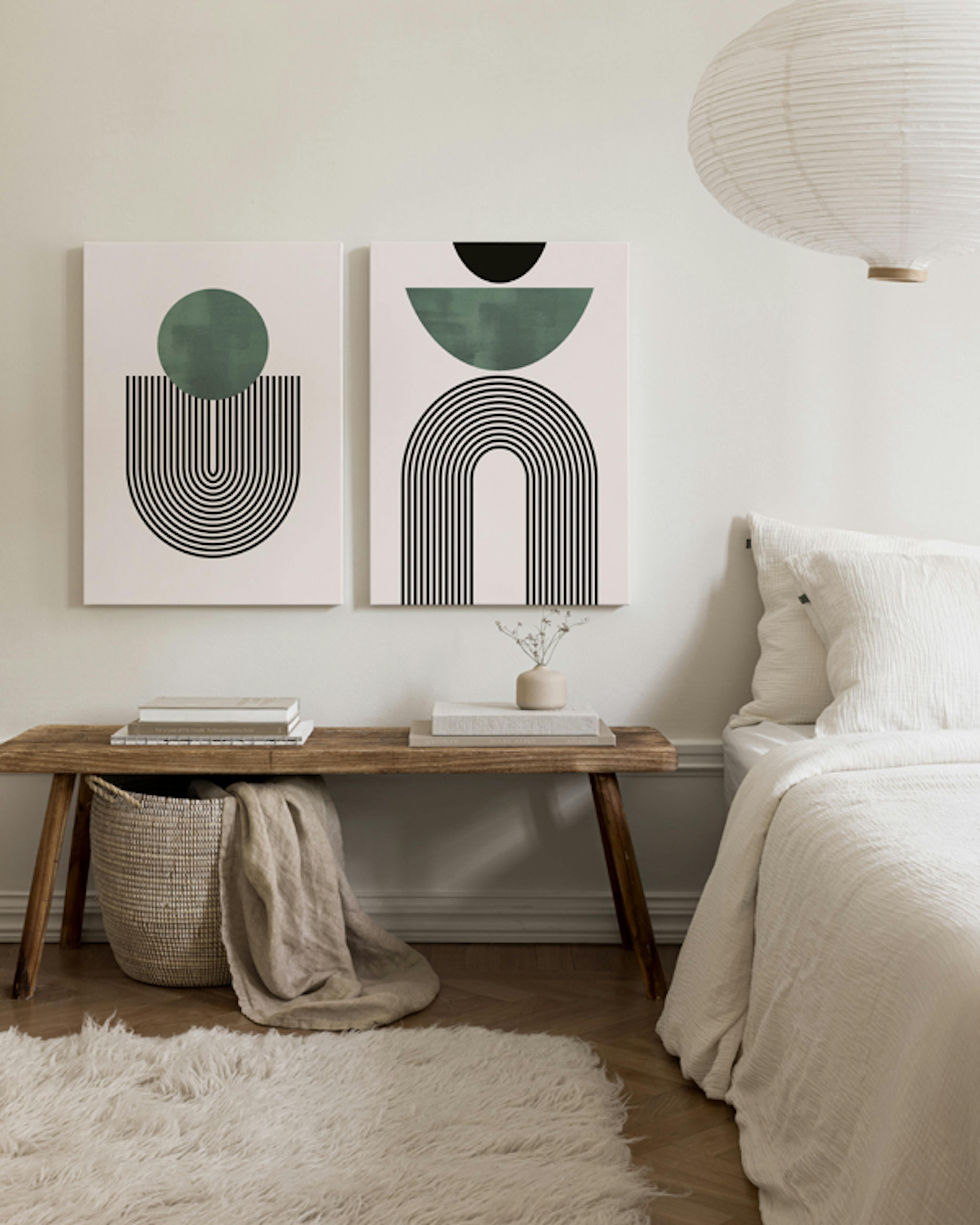 Mid Century Green Σετ δύο καμβάδων