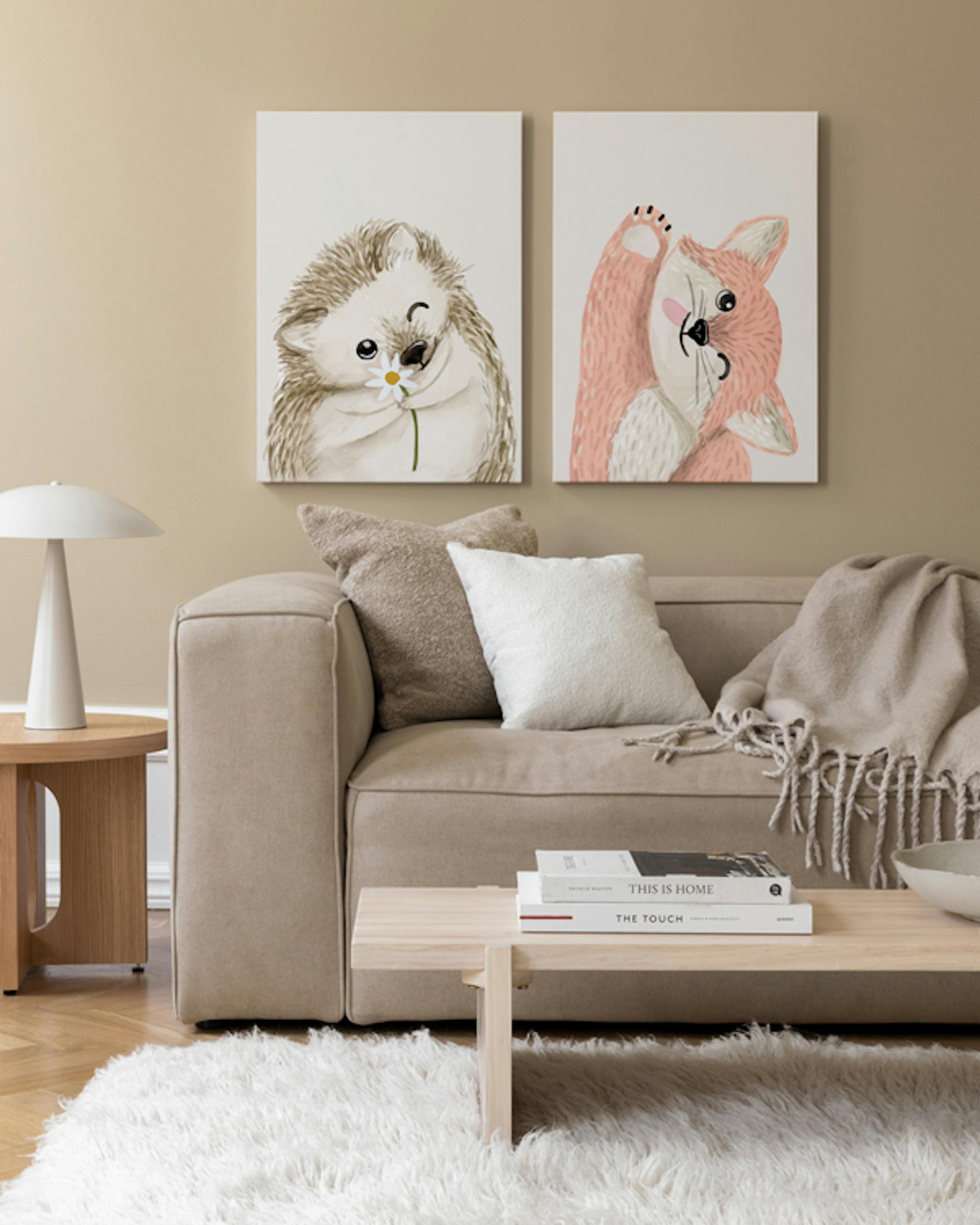 Cute Animal Canvas Duo