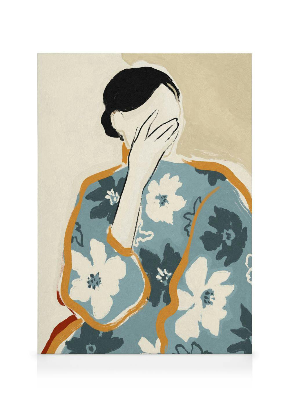 Canvastavlor Woman in Floral Dress Canvastavla (30x40 cm - Svart ram)