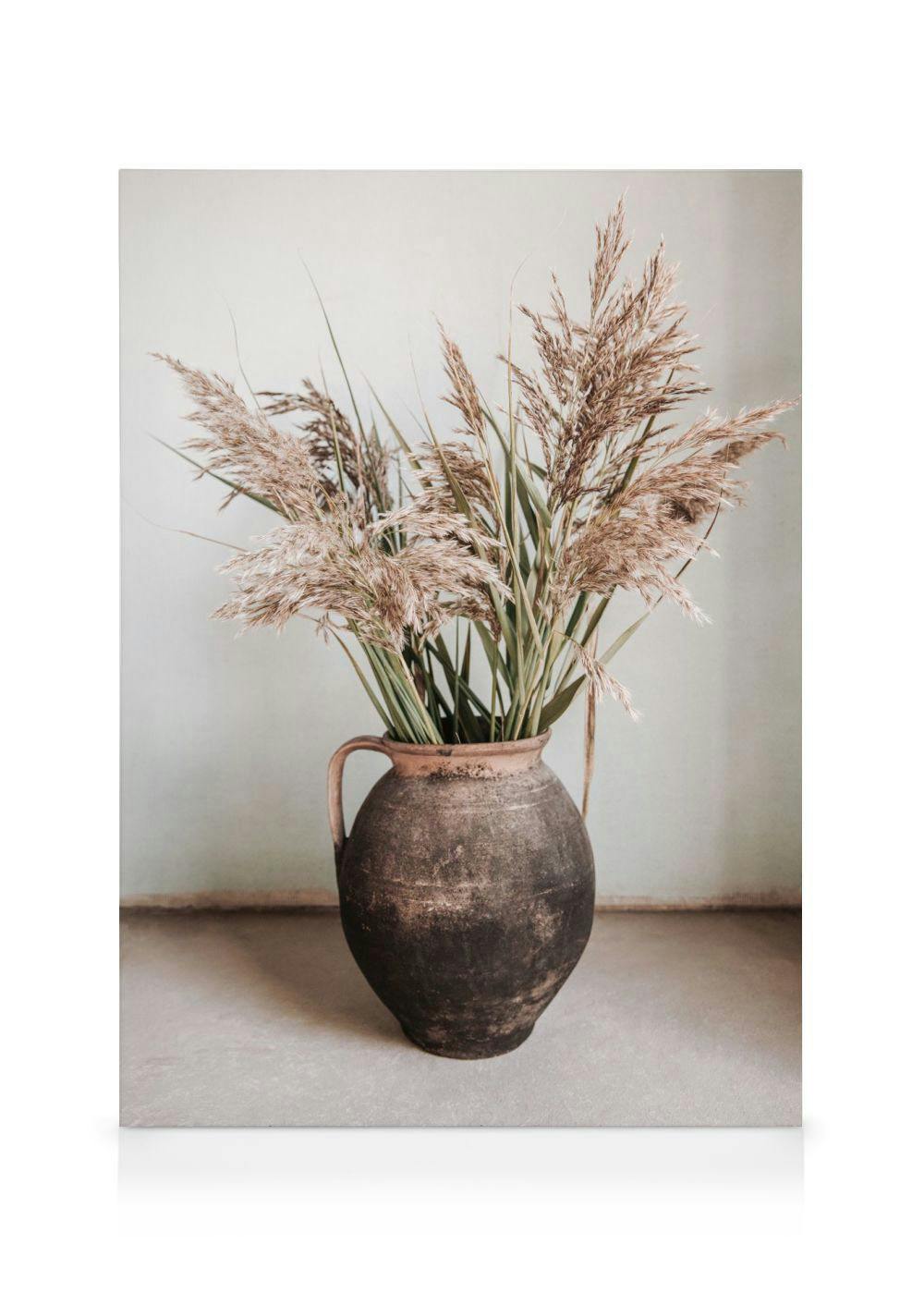 Canvastavlor Rustic Reed Vase Canvastavla (50x70 cm - Svart ram)