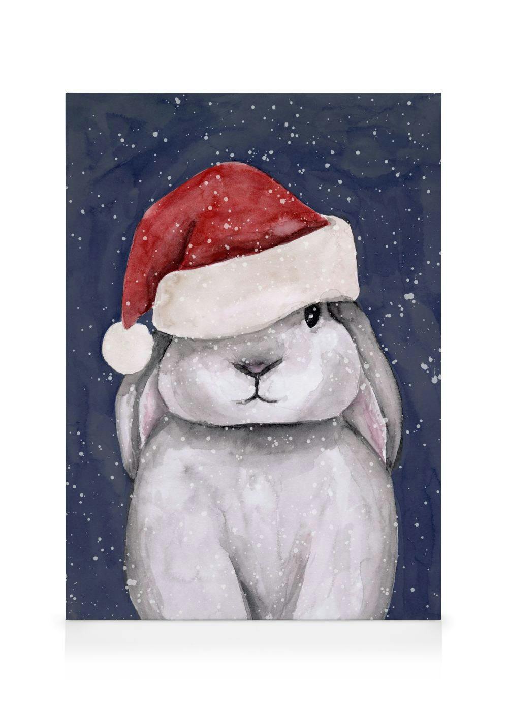 Canvas Schilderijen Christmas Bunny Canvas (30x40 cm - Fotolijst Zwart)